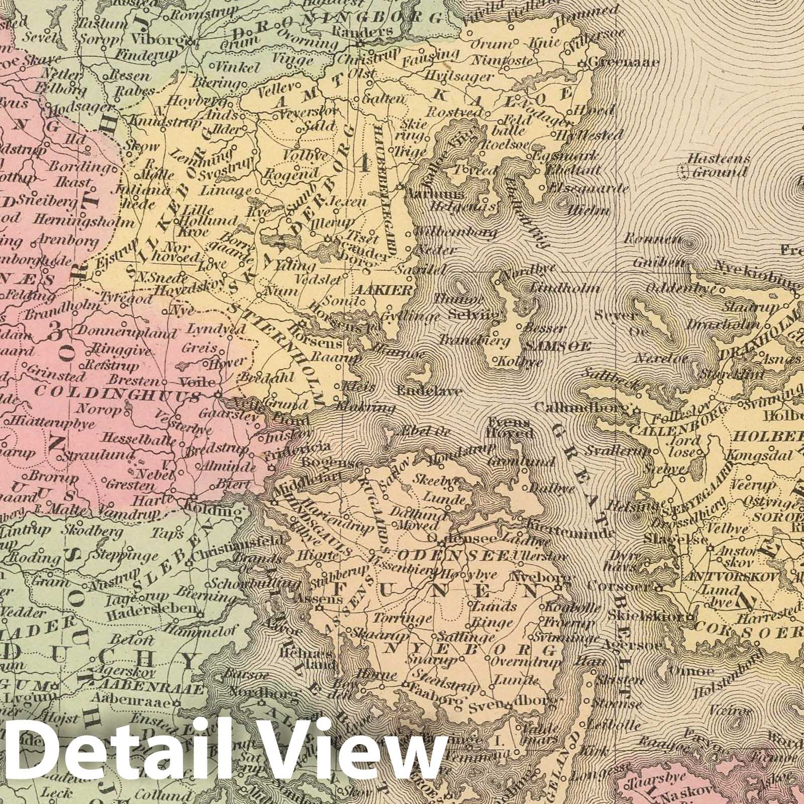 Denmark - Railroad Map, 1859 - Historical Map Print