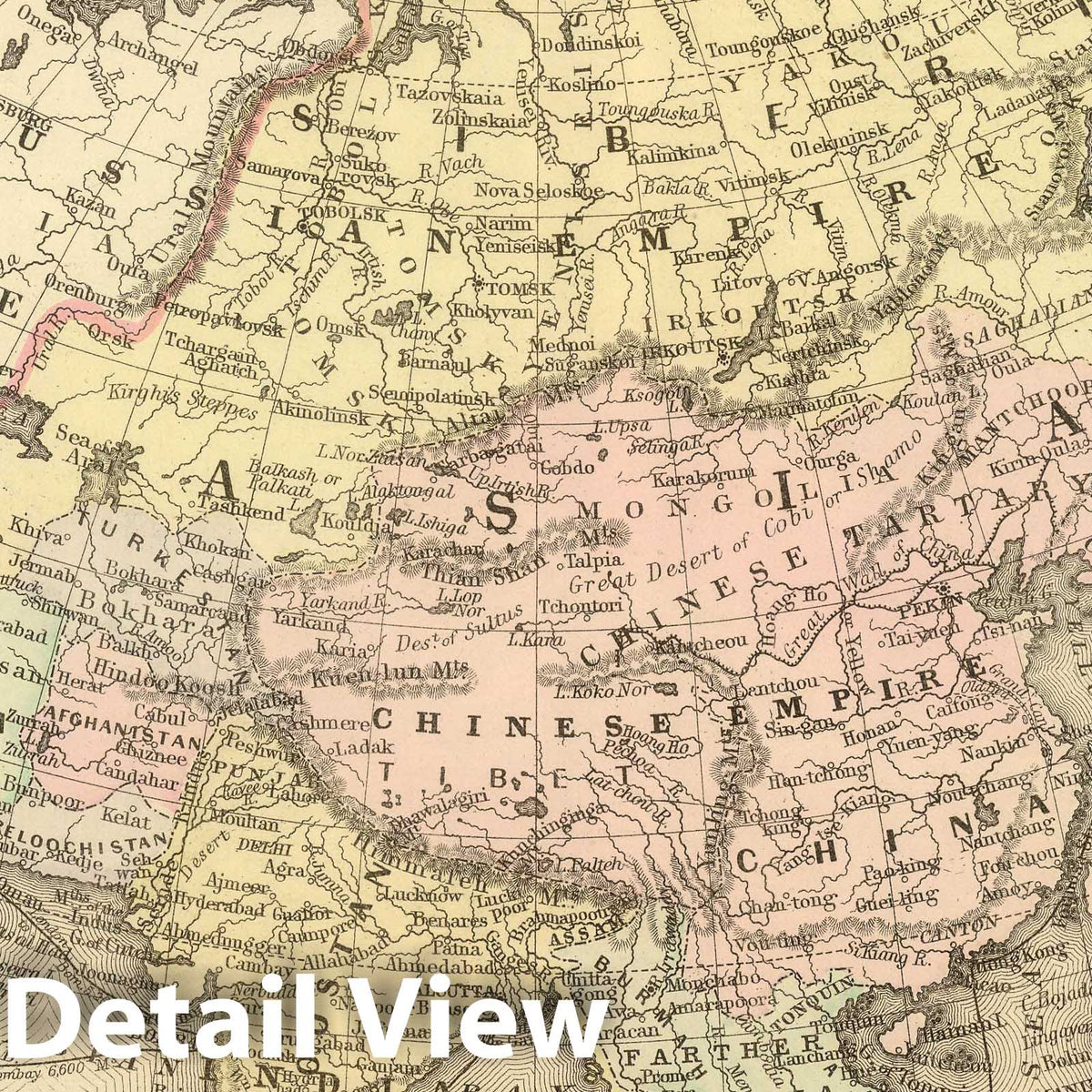 Asia - River Map, 1886 - Historical Map Print