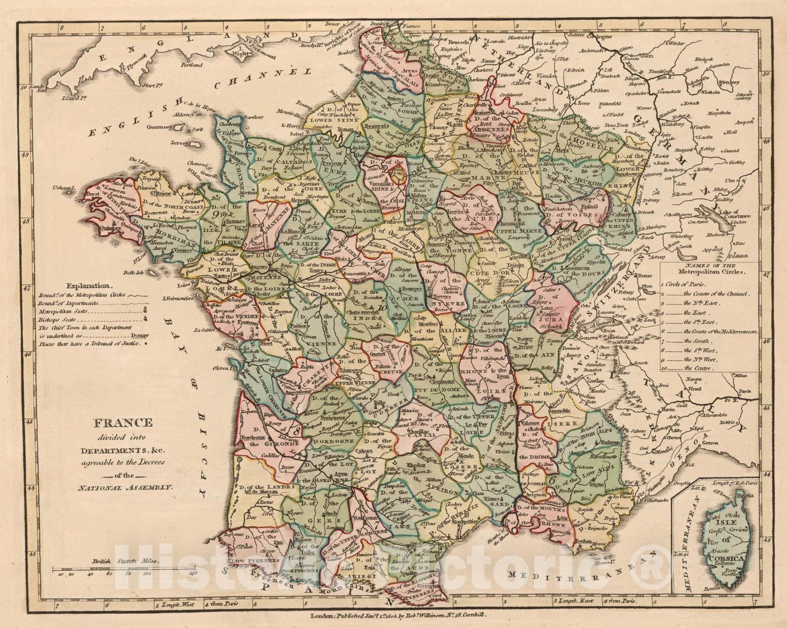 Historic Map : 1805 France. v2 - Vintage Wall Art