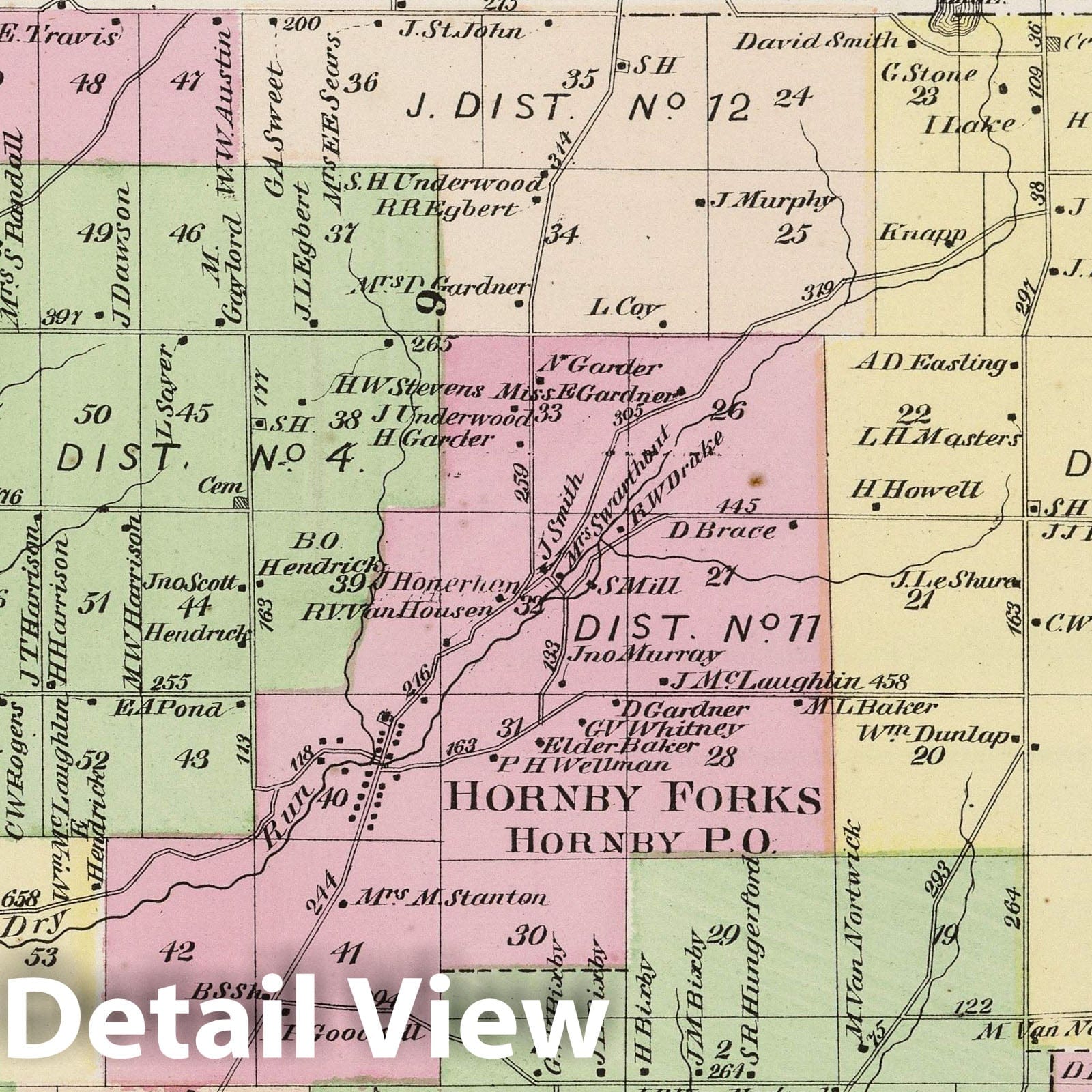 Hornby, Steuben County, New York 1873 Cadastral Map Print
