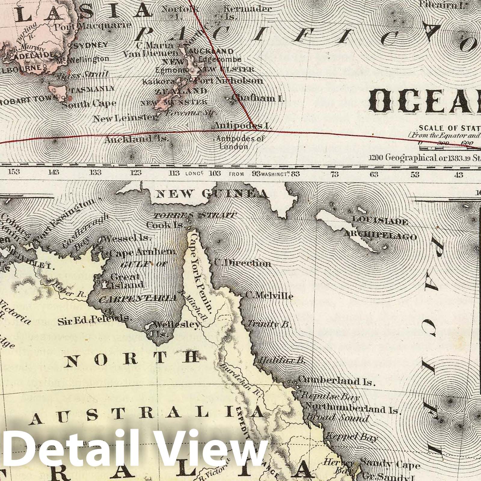 Oceanica with Australia, New Zealand, and Hawaiian Islands - 1858 Historical Map Print
