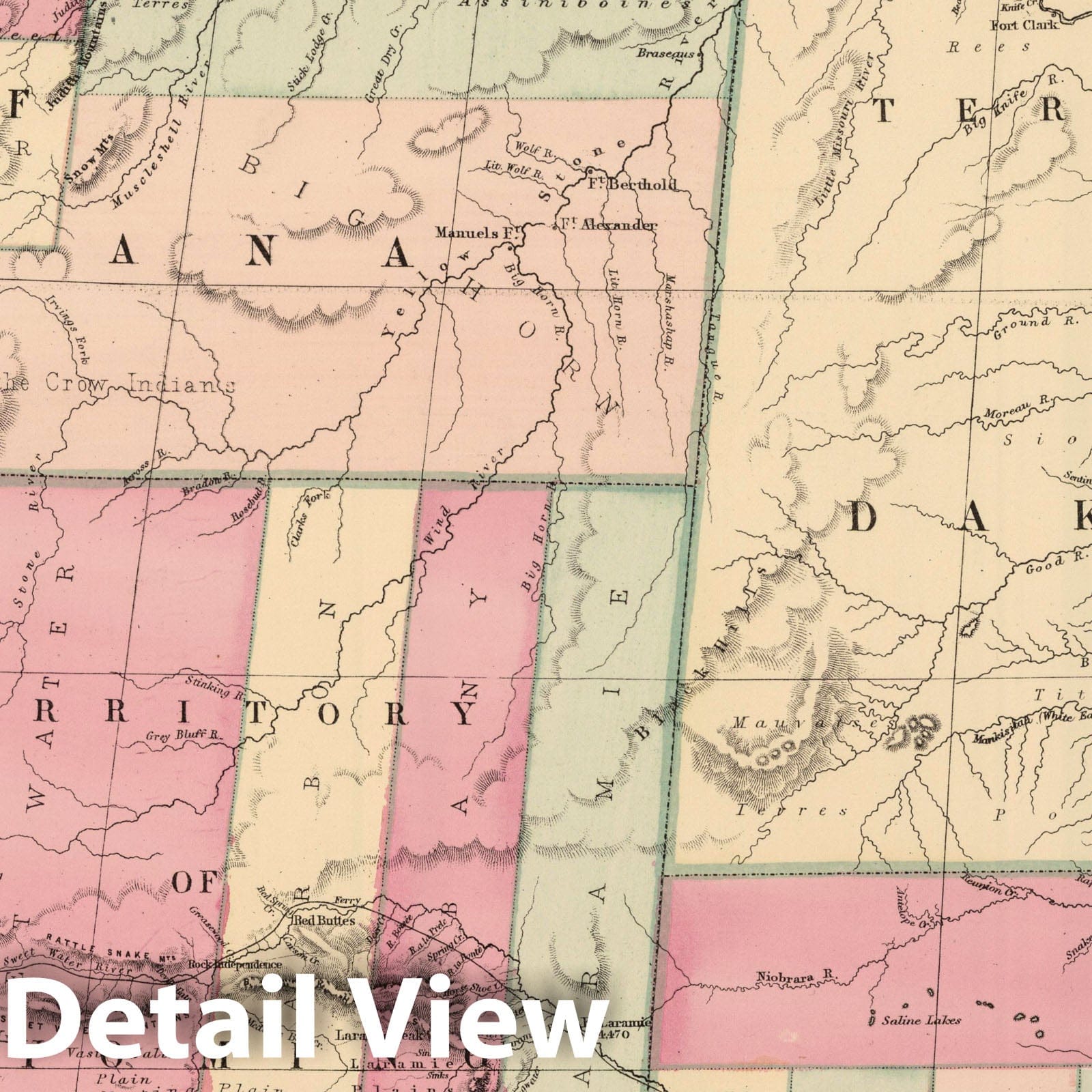 Nebraska, North Dakota, South Dakota, Montana, and Wyoming, 1873 - Historical Map Print
