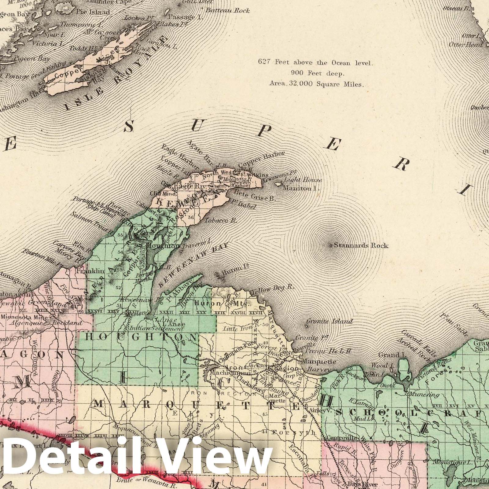 Lake Superior and Northern Michigan - Railroad Map, 1874
