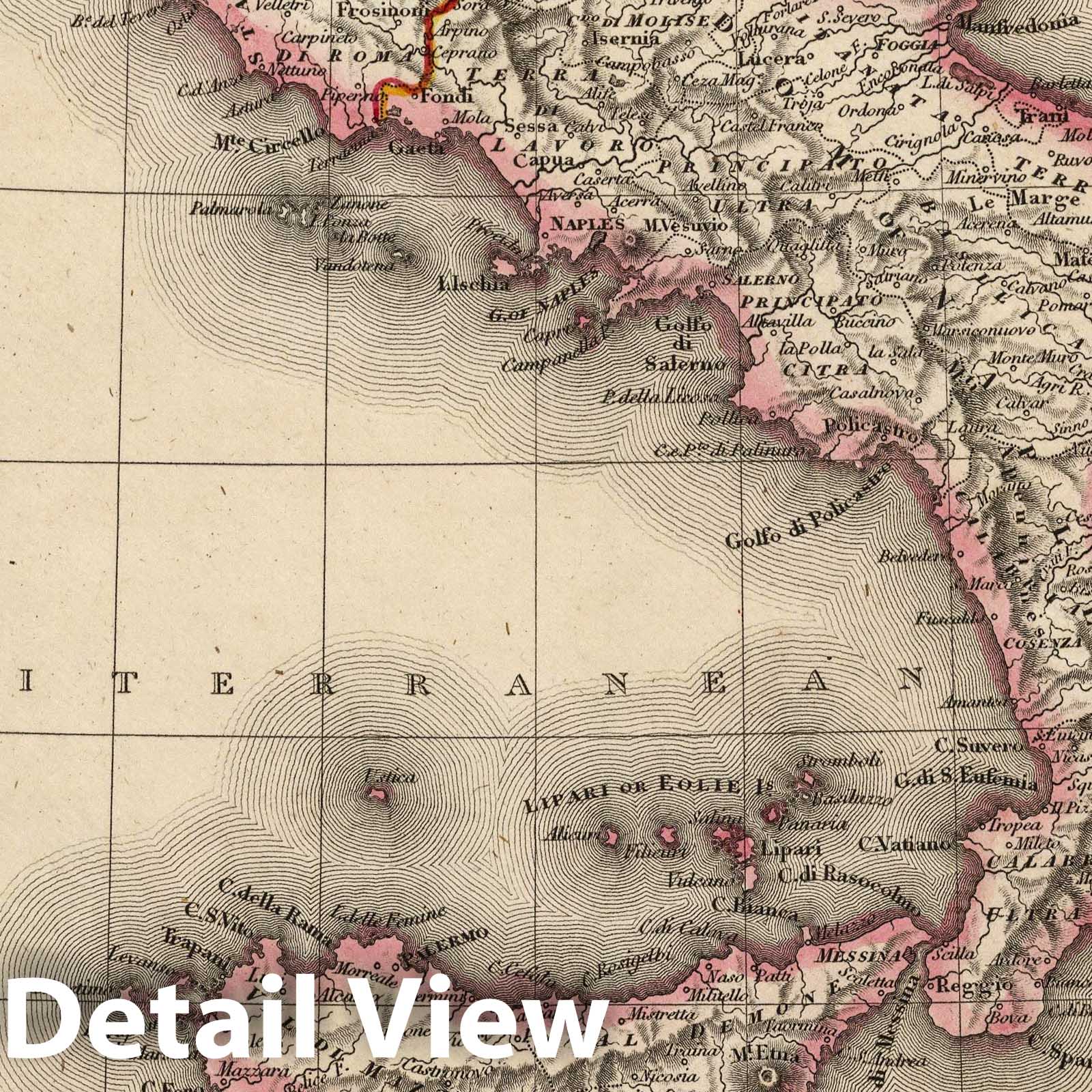 Italy, Southern Part - River Map, 1817 - Arrowsmith Atlas Print