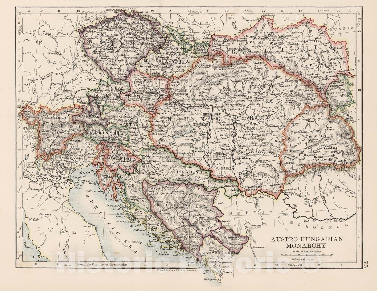 Historic Map - World Atlas - 1906 Austro-Hungarian Monarchy. - Vintage Wall Art