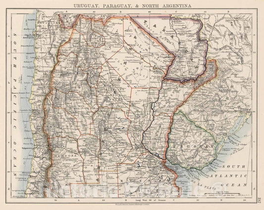 Historic Map : 1906 Uruguay, Paraguay, North Argentina. - Vintage Wall Art