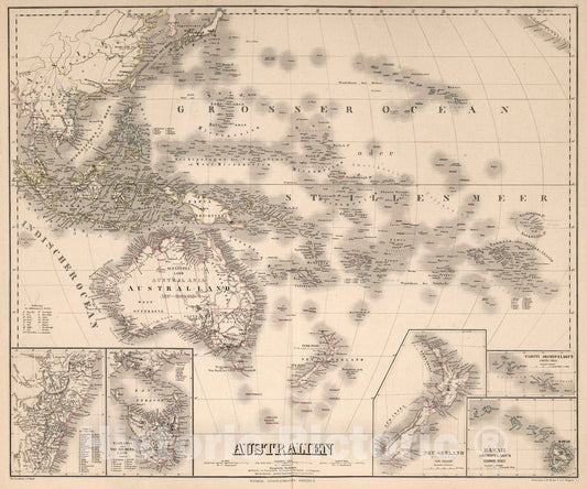 Historic Map : 1879 Australia. Polynesia. - Vintage Wall Art