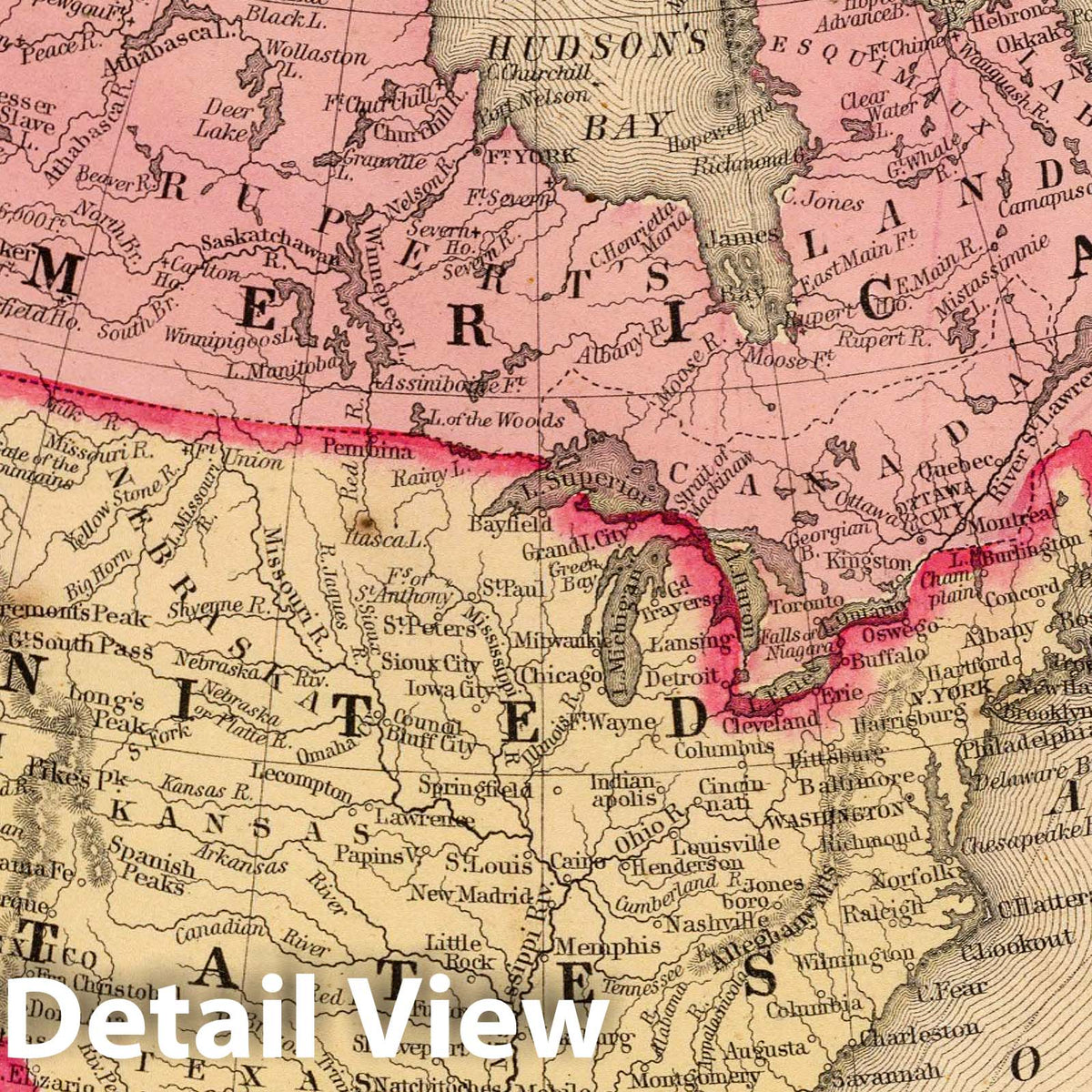 North America - River Map, 1870 - Historical Map Print