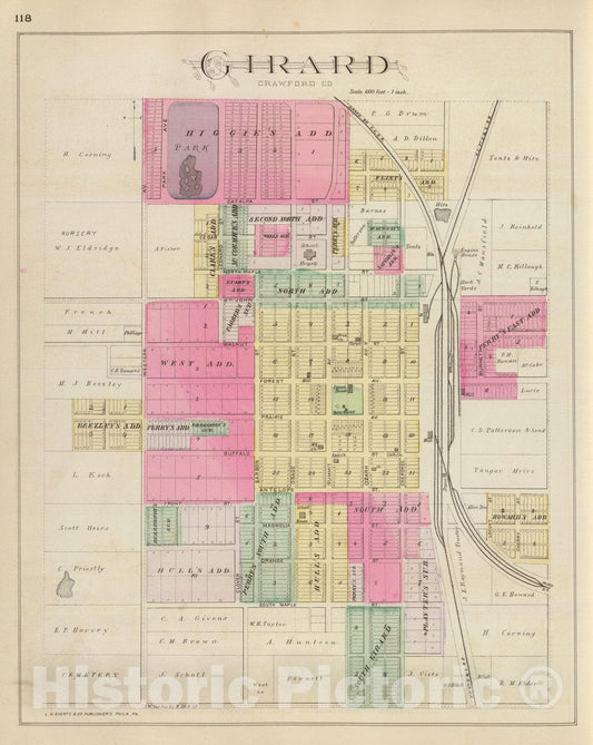 Historic Map : 1887 Girard, Crawford Co. - Vintage Wall Art