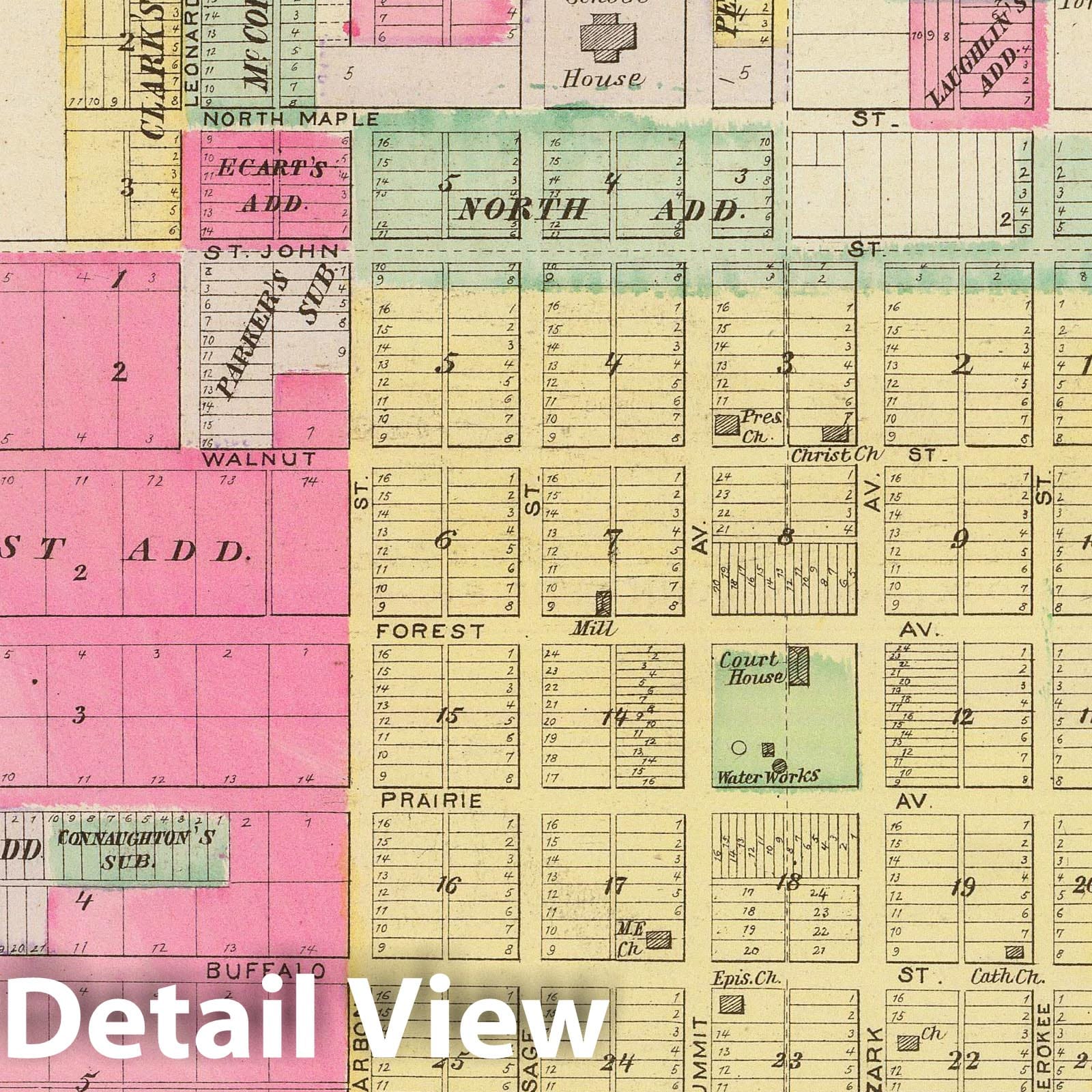 Girard - Military Map, 1887 - Kansas State Atlas Print