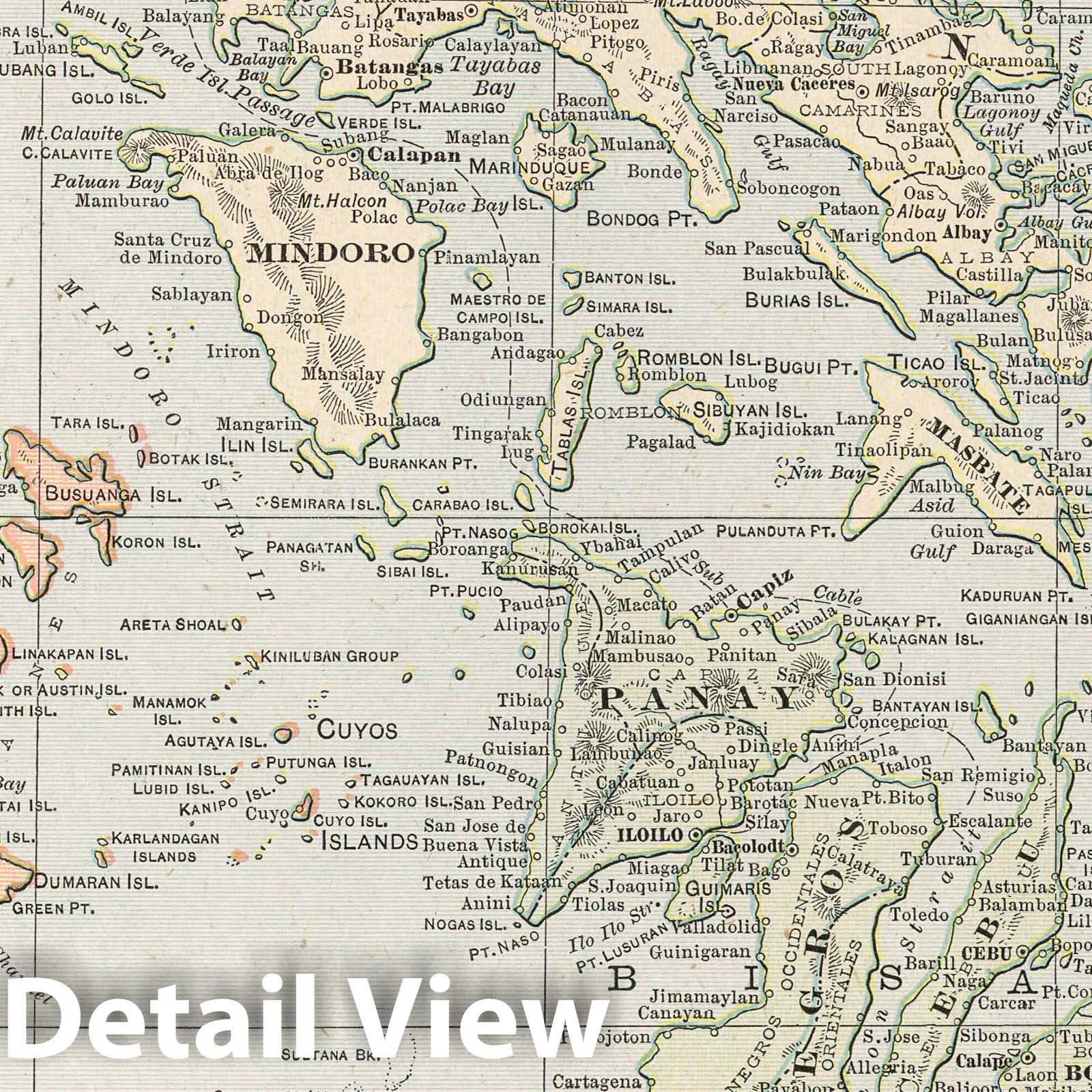Philippine Islands 1901 Historical Map Print