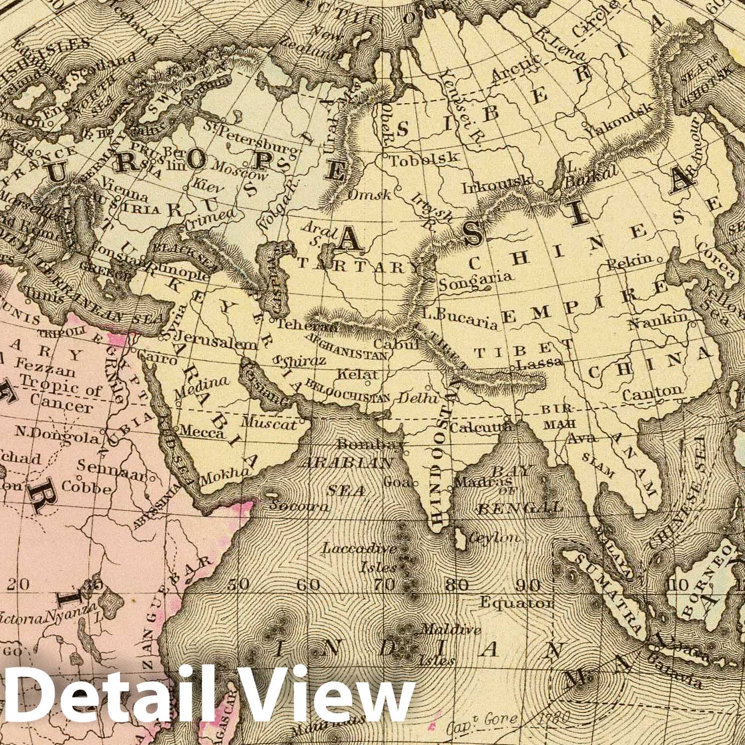 Eastern Hemisphere - River Map, 1880 - Historical Map Print