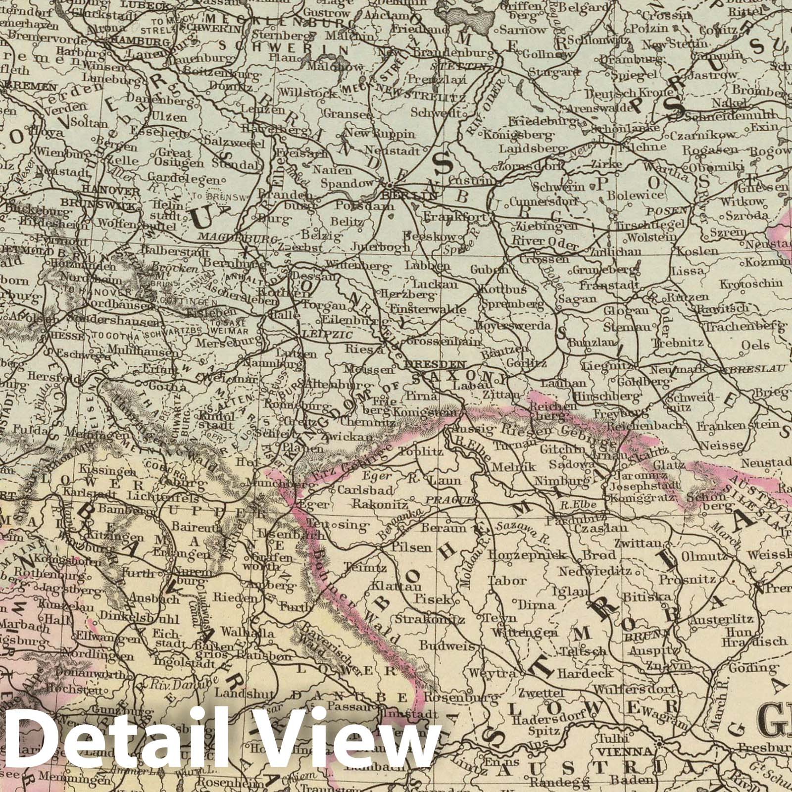 Prussia and the German States - Railroad Map, 1880 - Historical Map Print