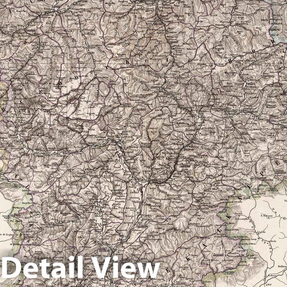 Historic Map : Liechtenstein, 1879 Tirol, Austria. , Vintage Wall Art