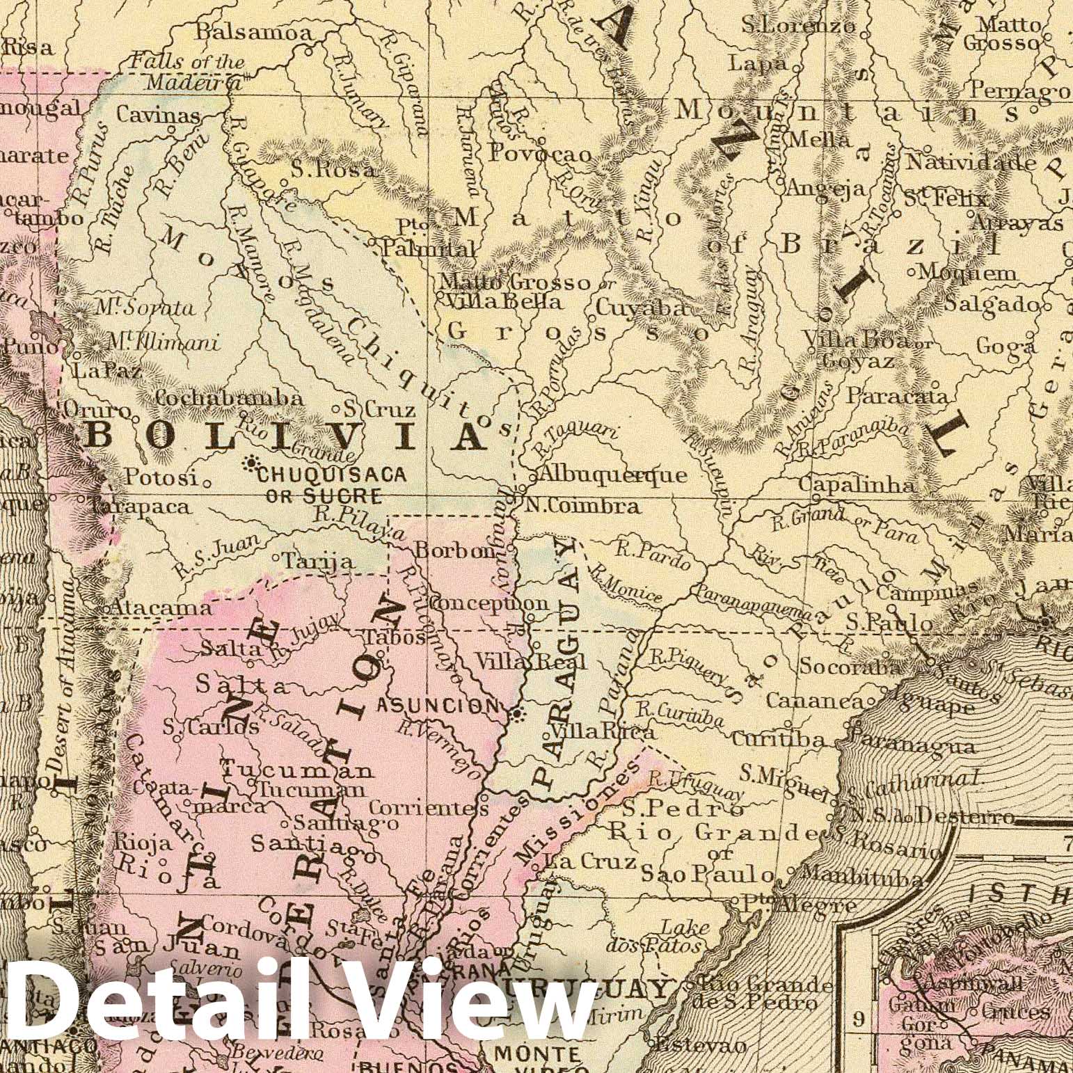 South America with Atrato Canal Routes - Railroad Map, 1880