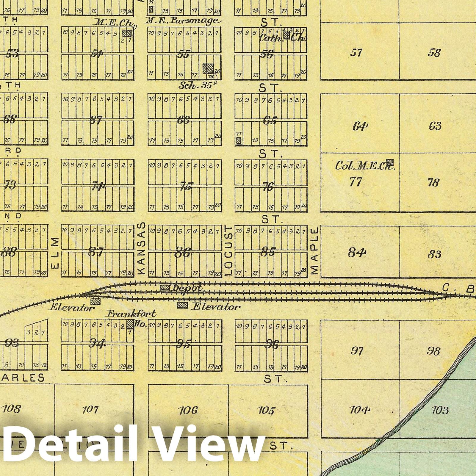 Frankfort, Home City, Bremen, Herkimer, Marshall County, Kansas - 1887 Historical Map Print