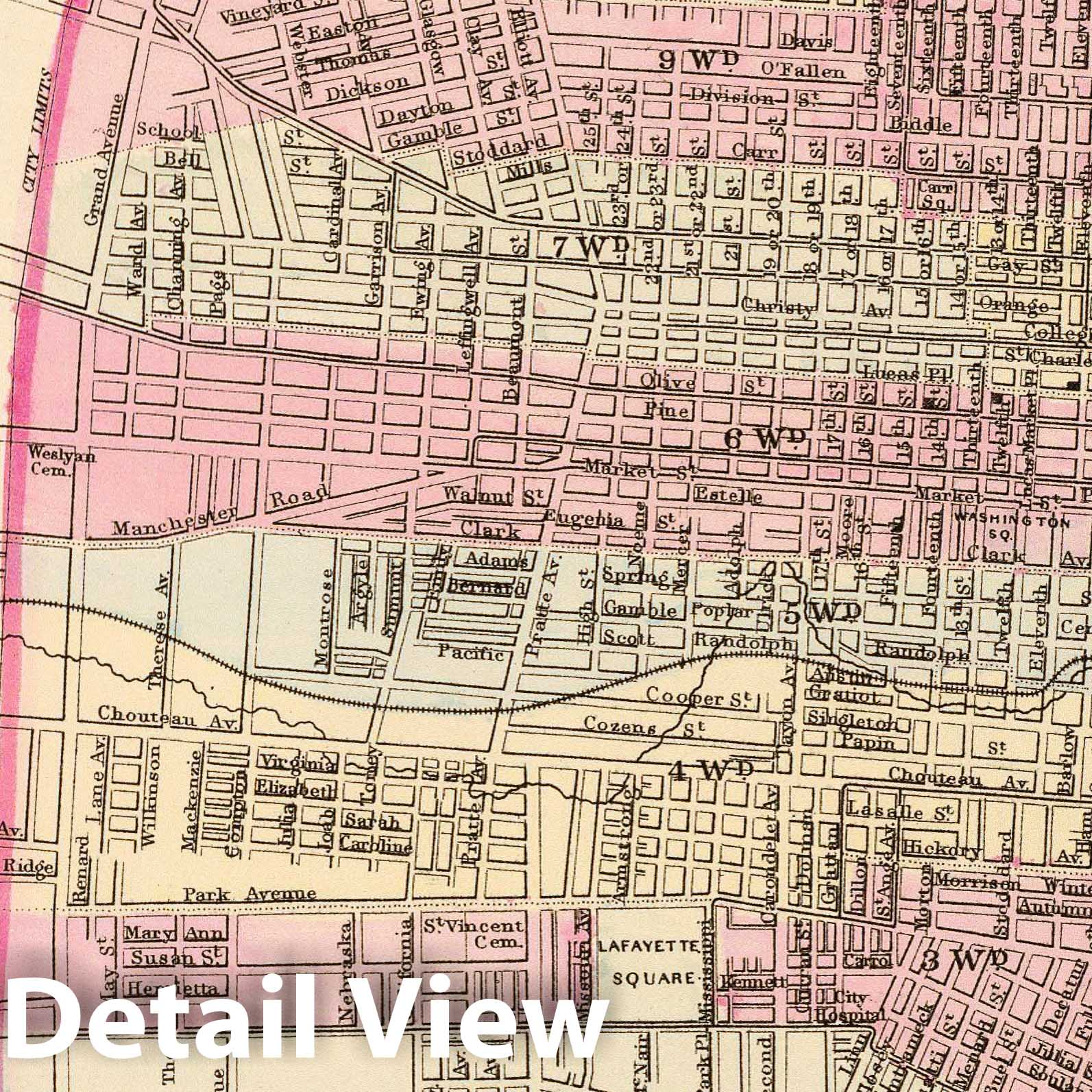 Historic Wall Map : 1880 St. Louis. - Vintage Wall Art