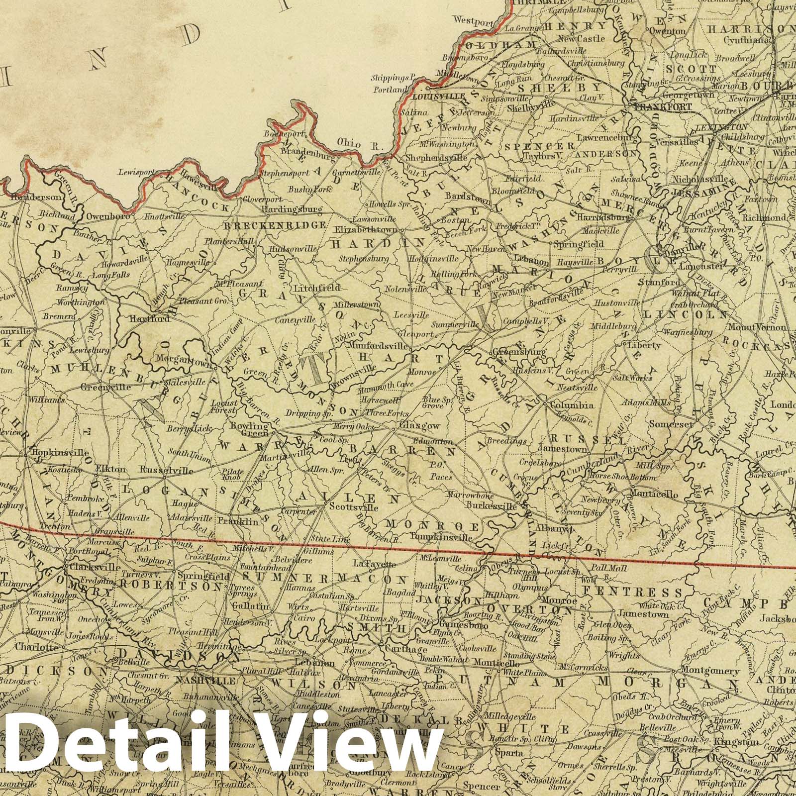 Kentucky and Tennessee, 1856 - Historical Map Print