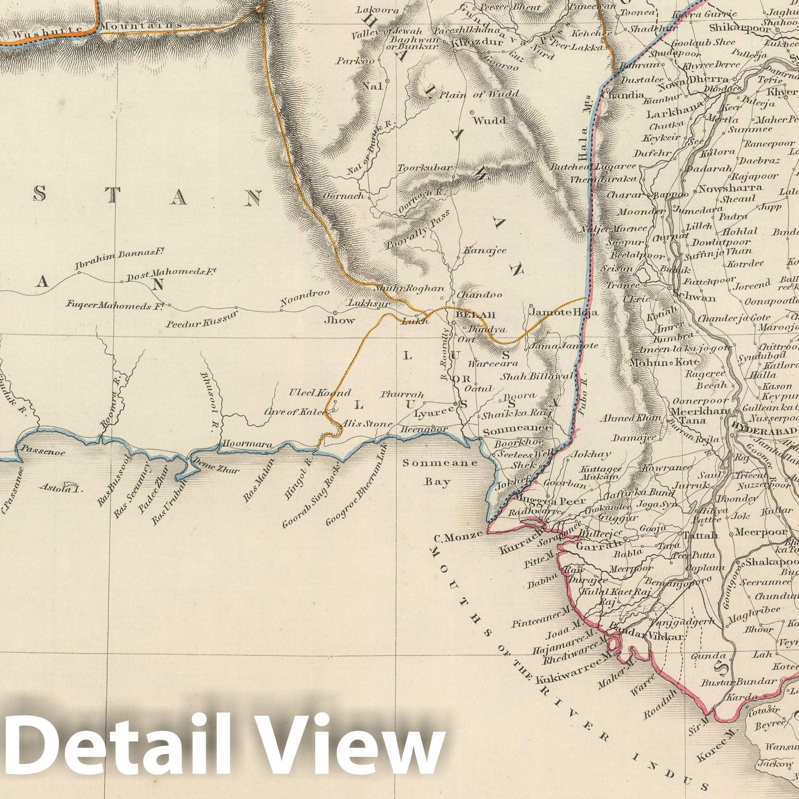 Balochistan and Sindh, 1848 - Historical Map Print from Sharpe's Corresponding Atlas