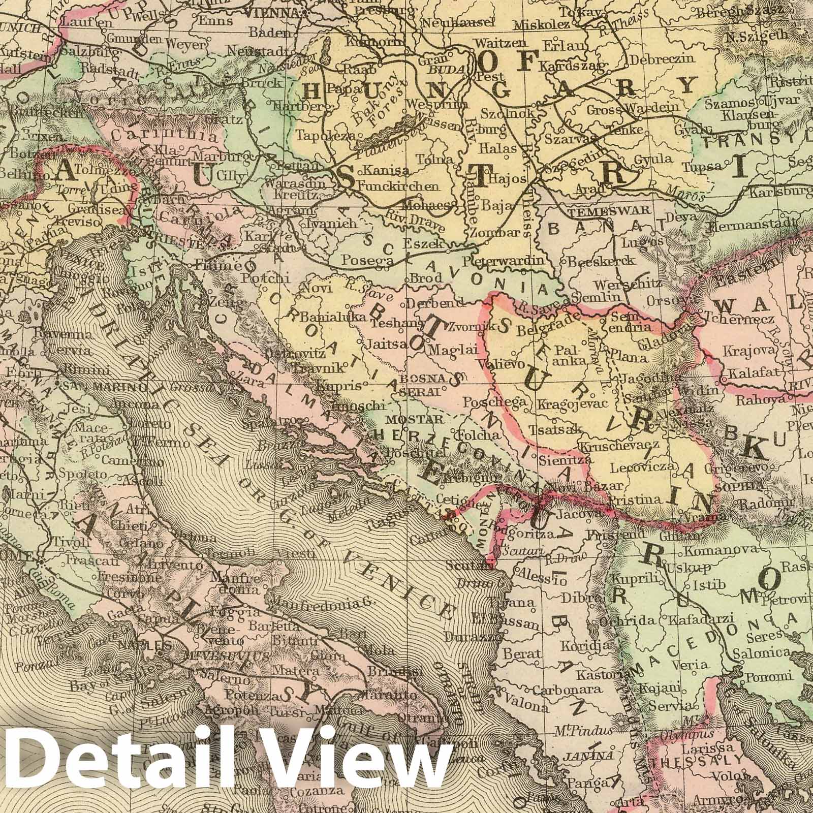 Austrian Empire, Italy, Turkey in Europe, and Greece - Railroad Map, 1886