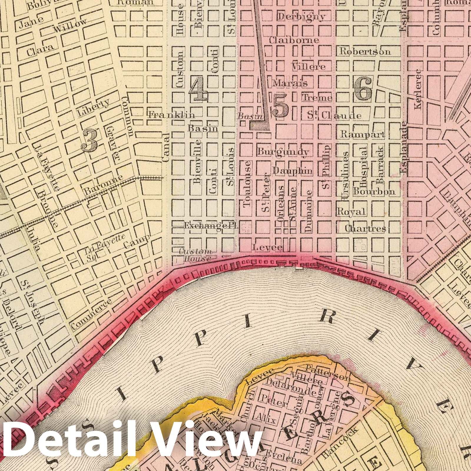 New Orleans, 1865 - Historical Map Print from Mitchell's Atlas