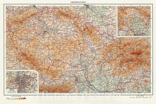 Historic Map : 1967 89. Czechoslovakia. The World Atlas. - Vintage Wall Art