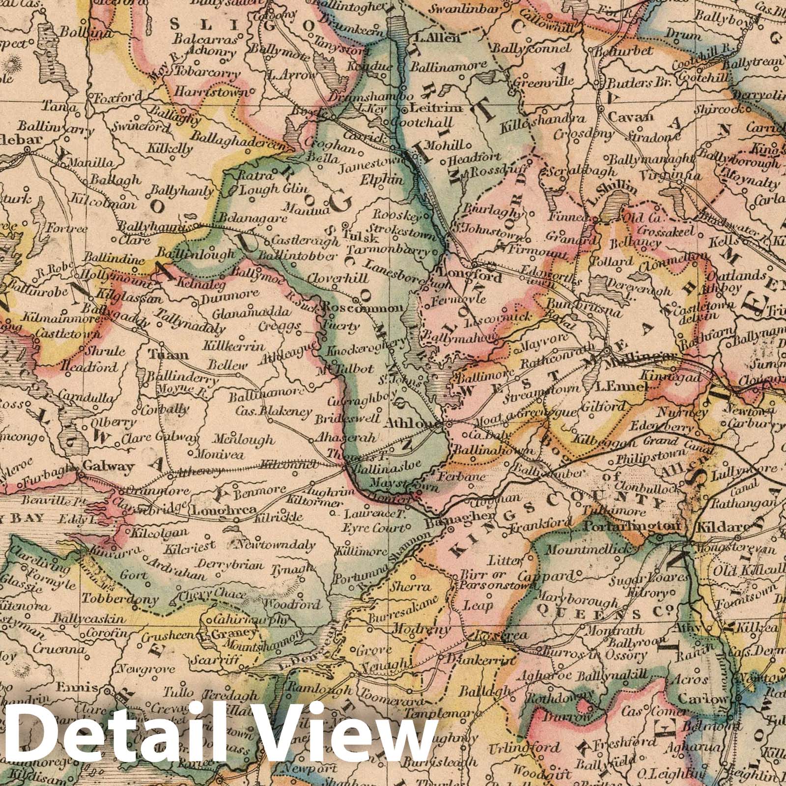 Ireland - Railroad Map, 1864 - Historical Map Print