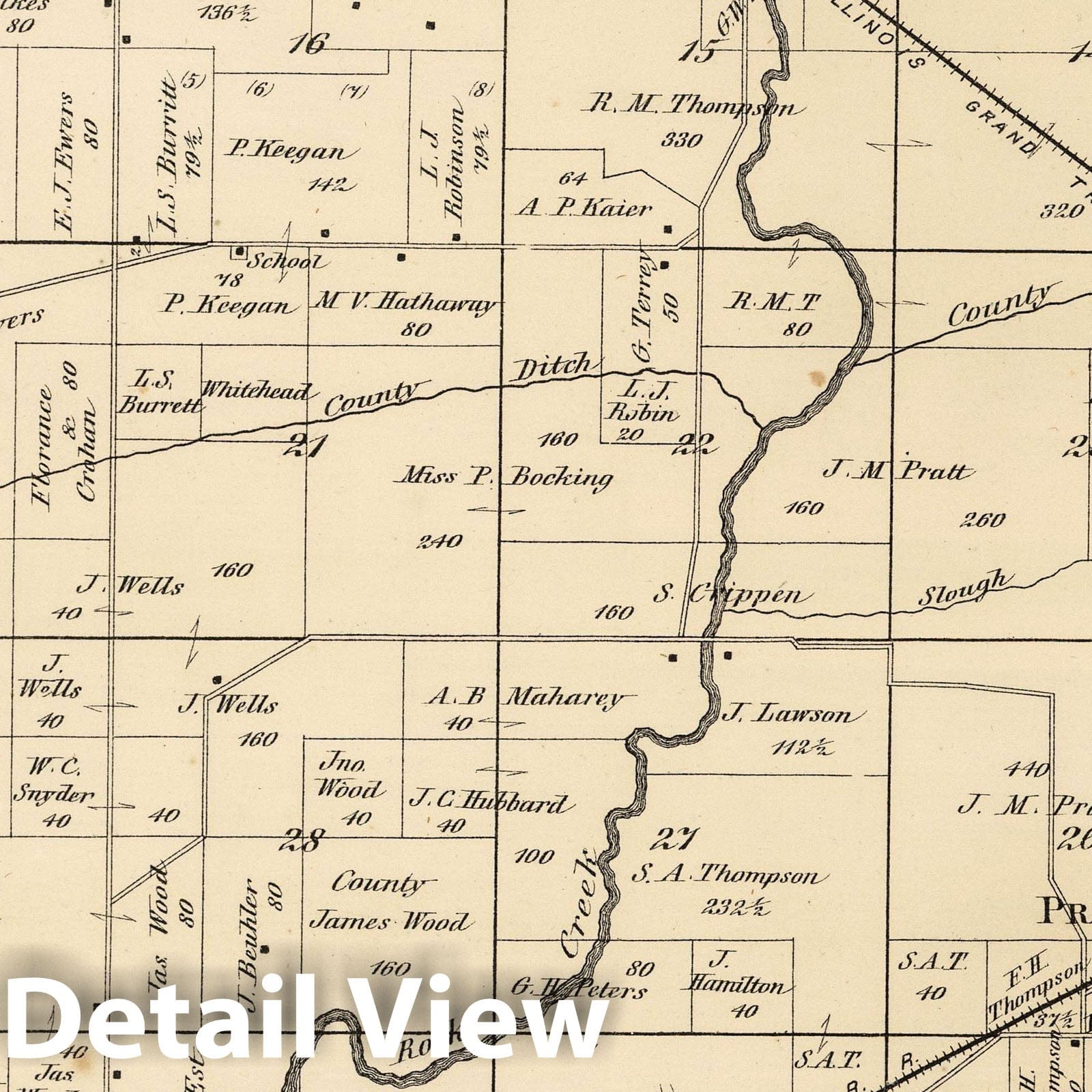 Fenton and Pratt, Whiteside County, Illinois 1872 Historical Map Print