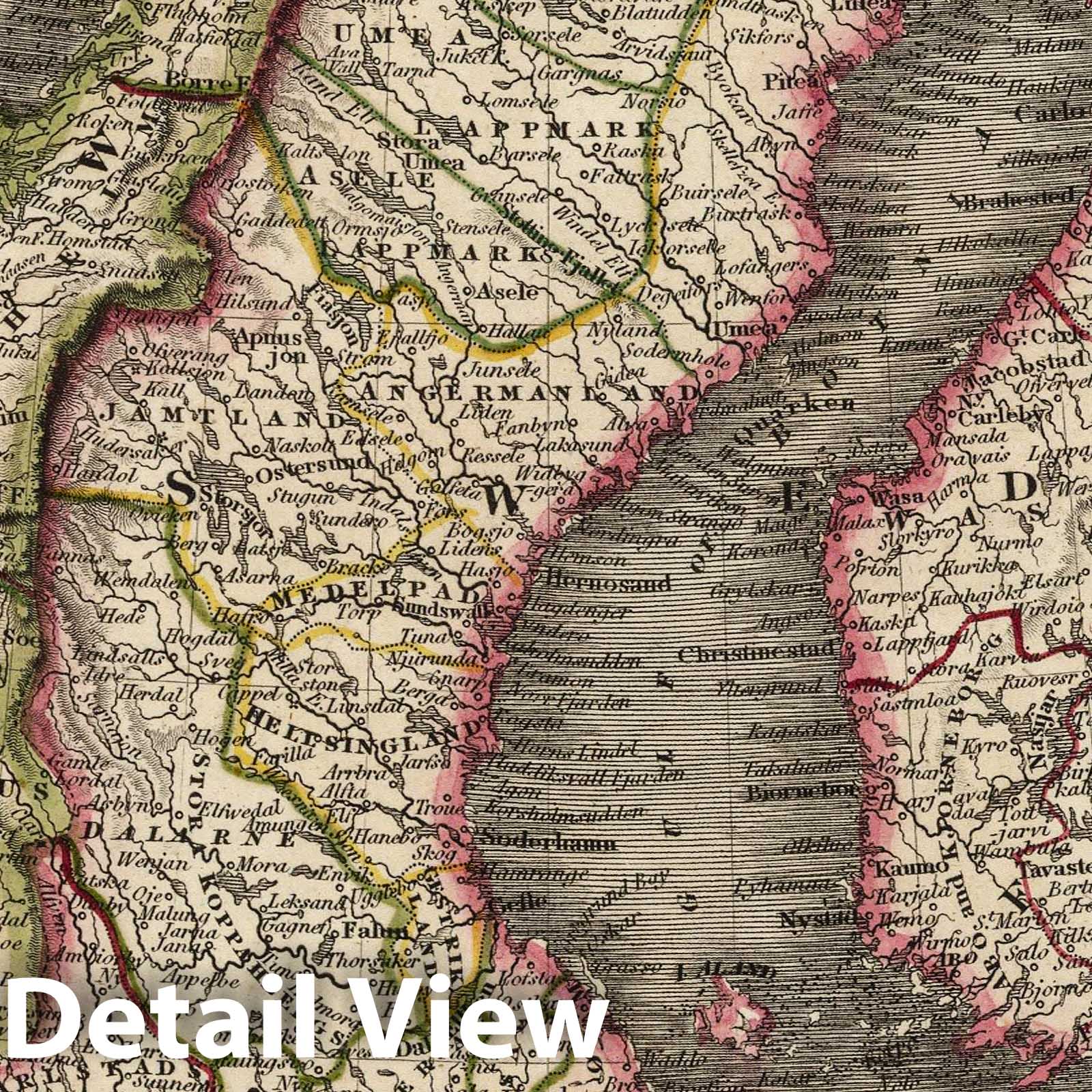 Denmark, Sweden and Norway - River Map, 1817 - Historical Map Print
