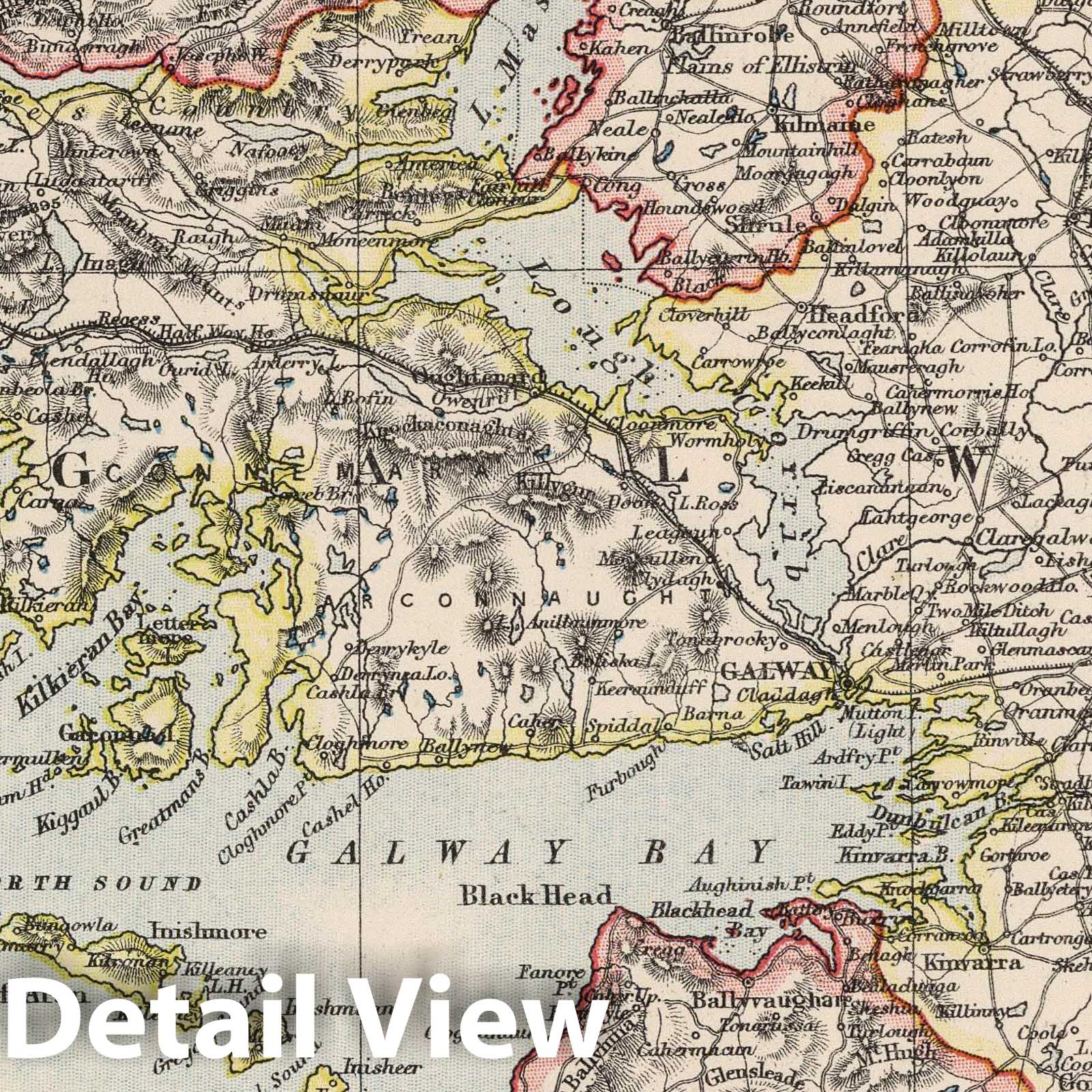 Ireland - Physical Map, 1906 - Victoria Regina Atlas Print