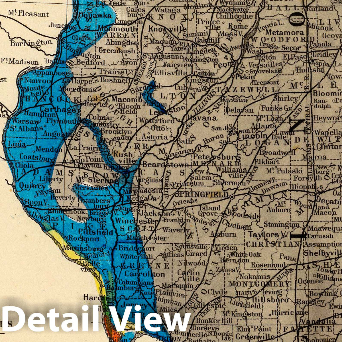Illinois Geological Map 1870 - Hand-Colored Historical Map Print