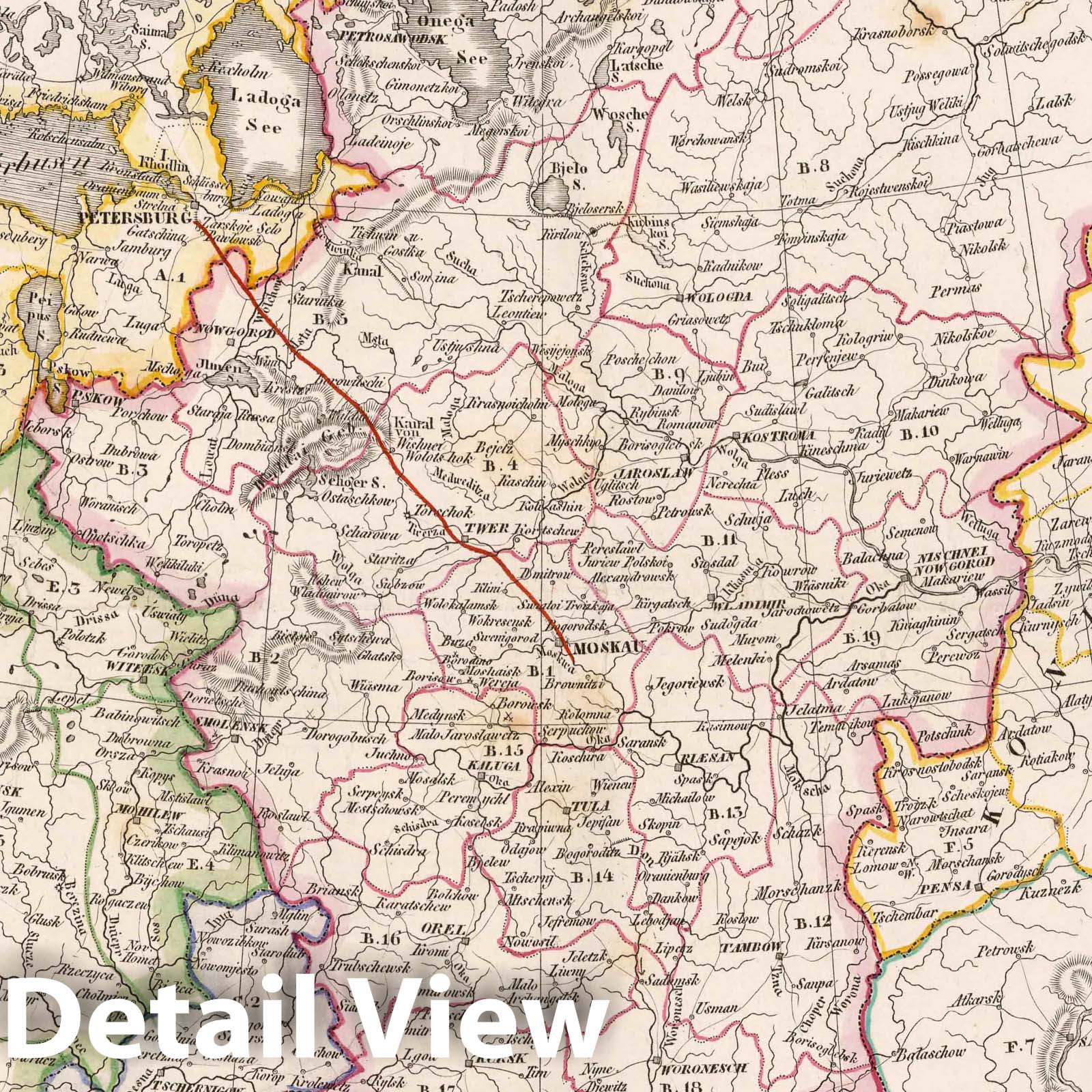Russia in Europe - Railroad Map, 1846 - Historical Map Print