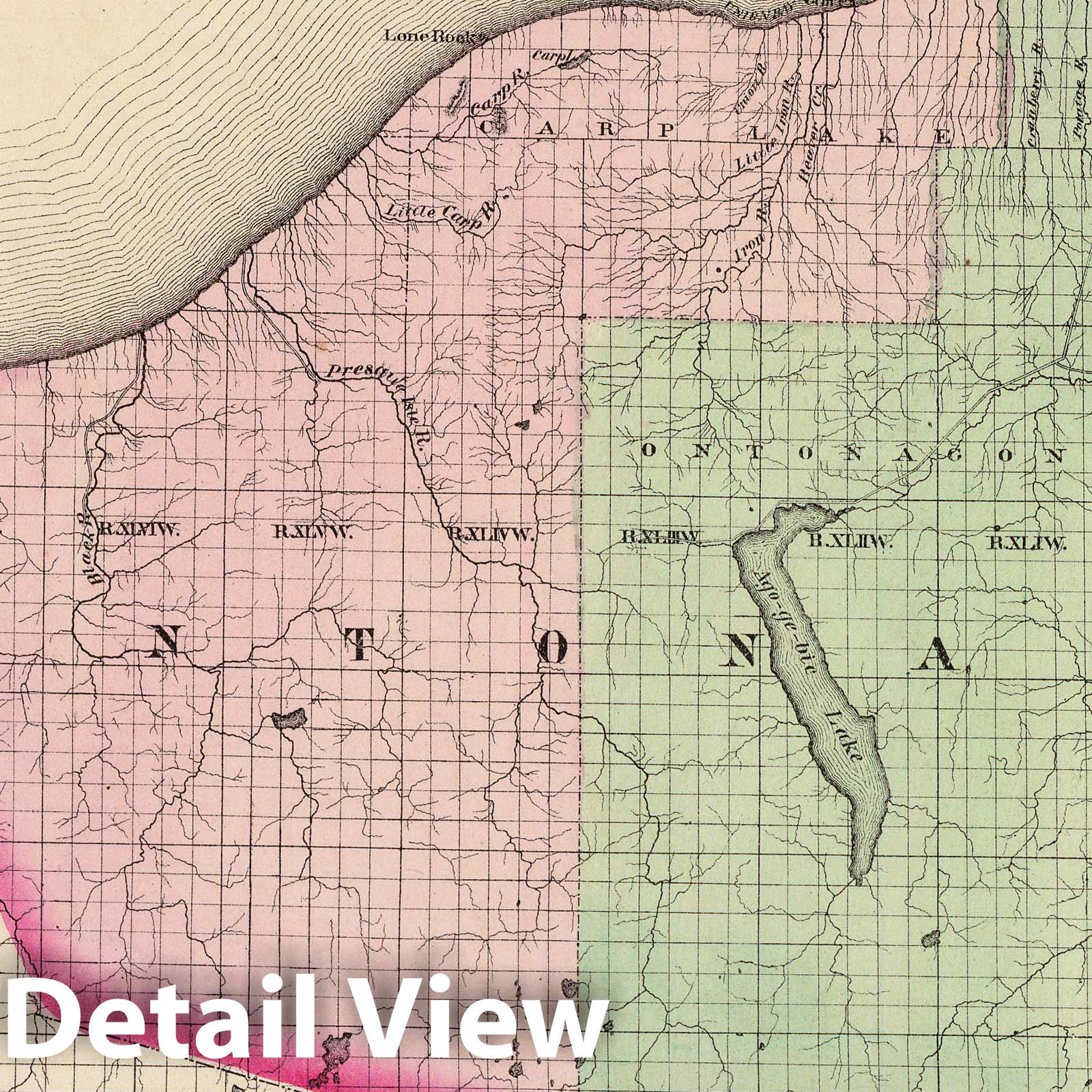 Ontonagon County, Michigan - Upper Peninsula 1873 Historical Map Print