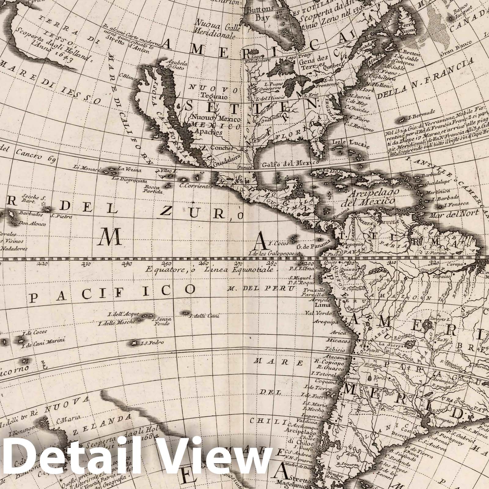 Western Hemisphere and Antarctica - Celestial Map, 1693 - Historical Map Print