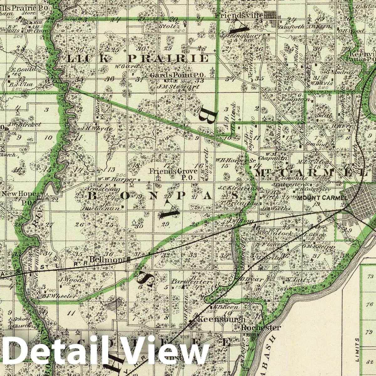 Edwards County, Wabash County, and Albion, Illinois - Railroad Map, 1876
