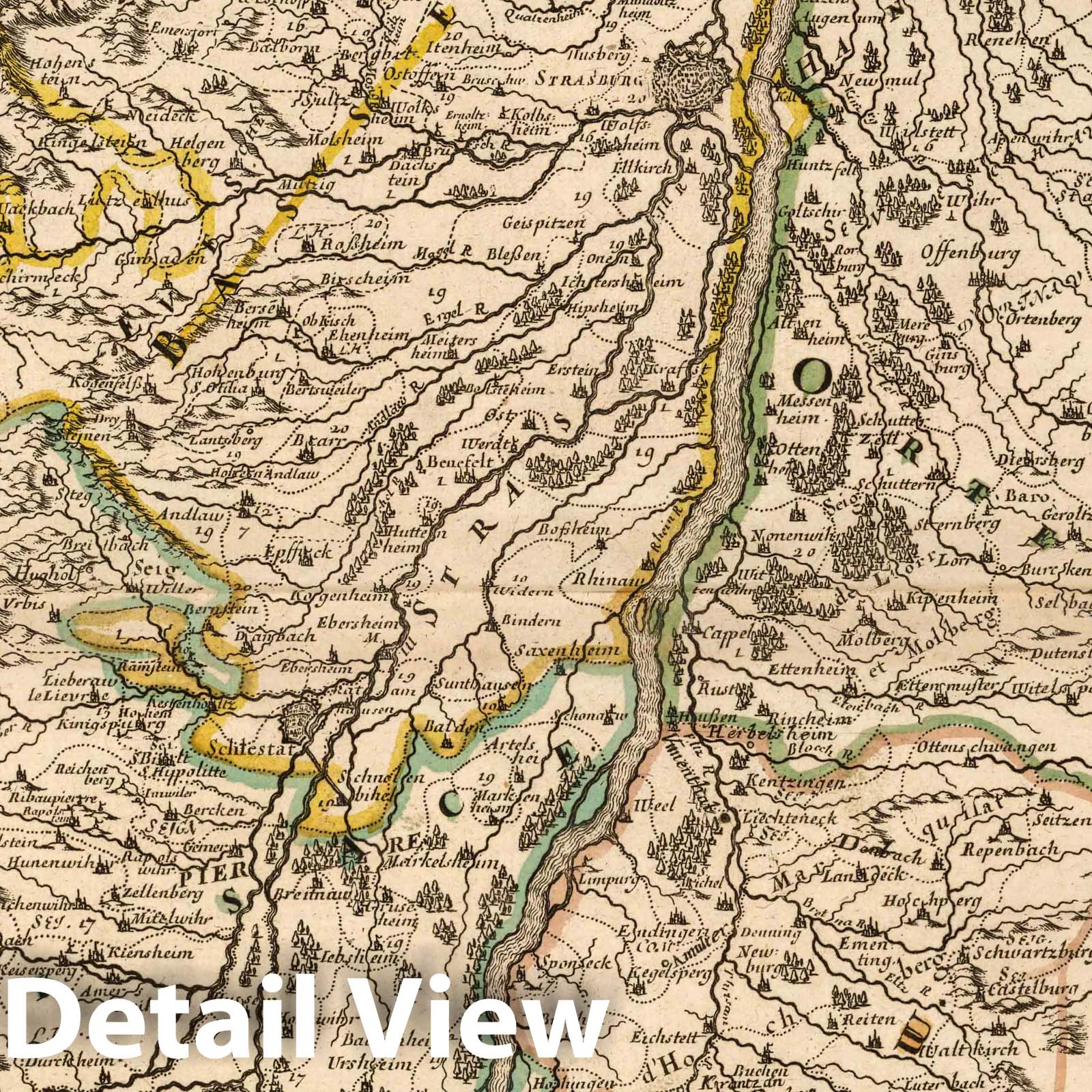 Alsace, 1703 - Historical Map Print
