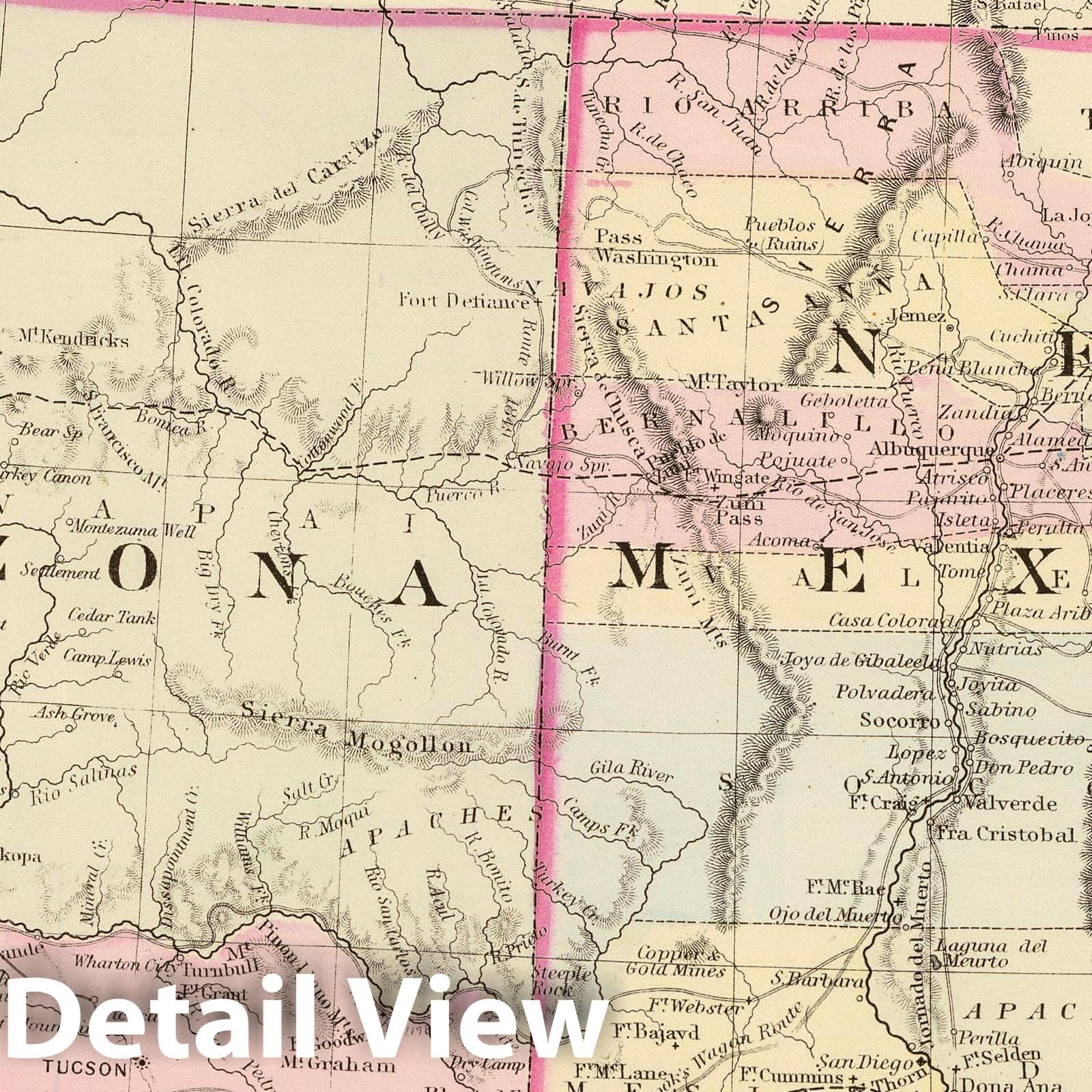Arizona and New Mexico - River Map, 1880 - Historical Map Print