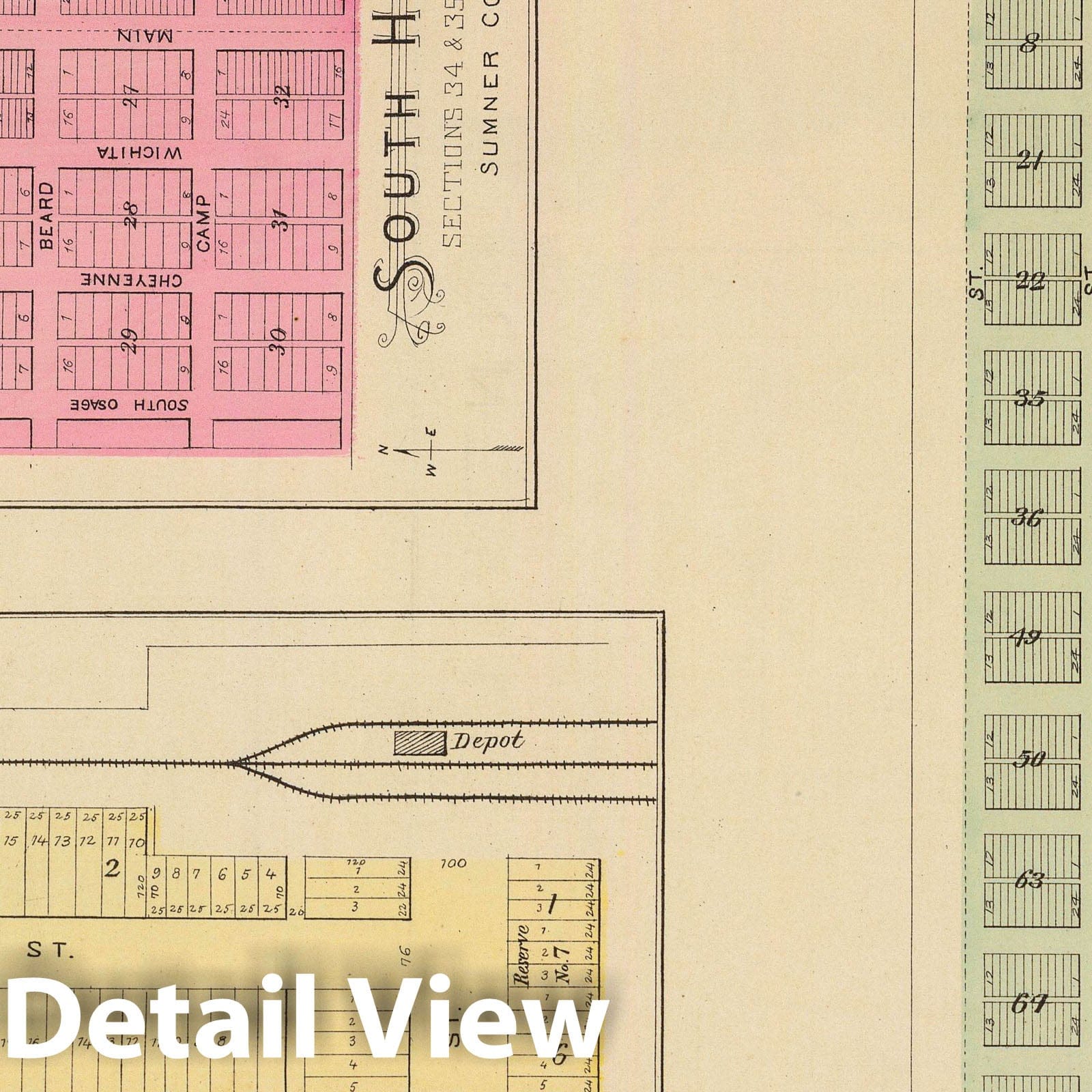 Santa Fe, Dalton, and South Haven, Kansas - 1887 State Atlas Map