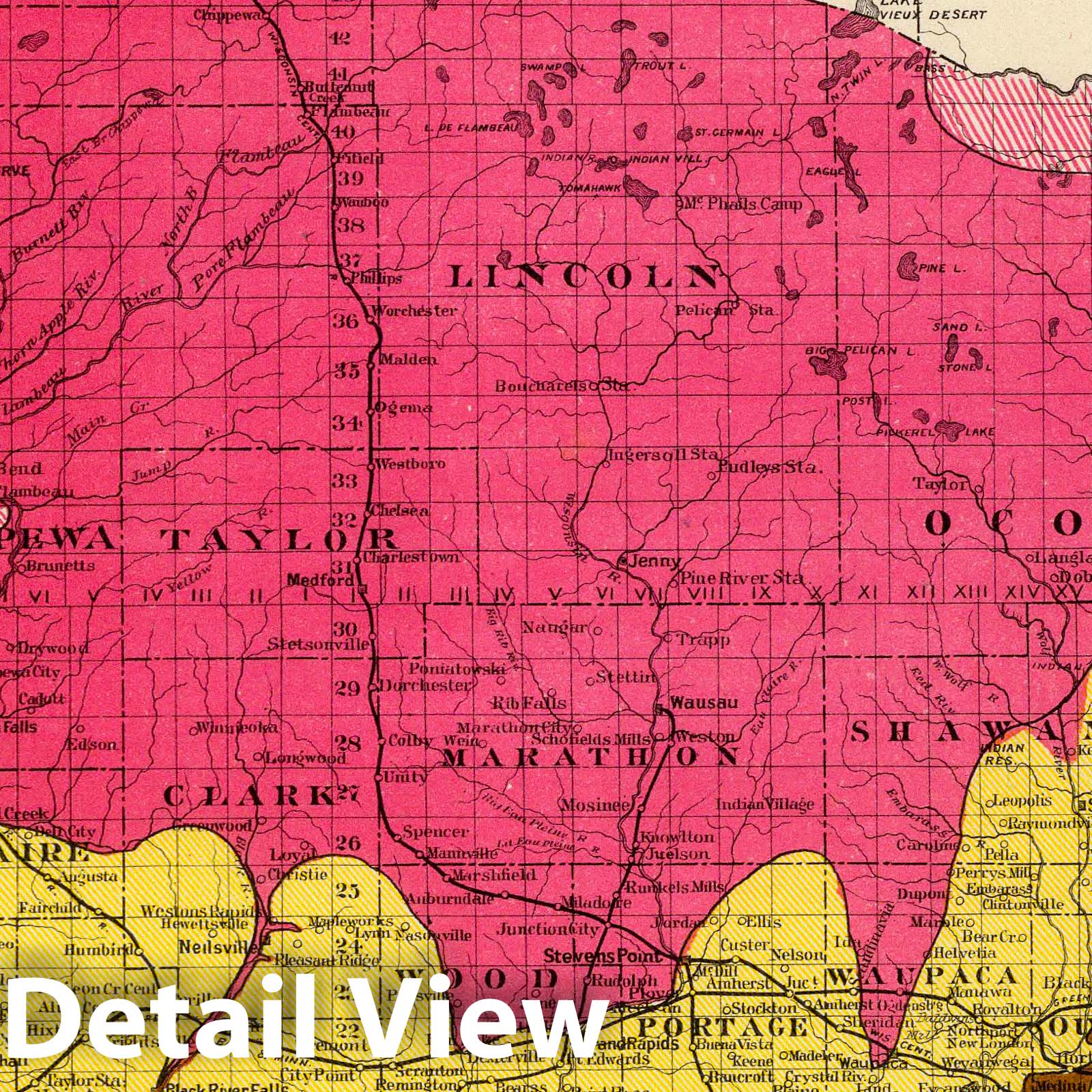 Wisconsin Geology Map, 1878 - Historical Map Print