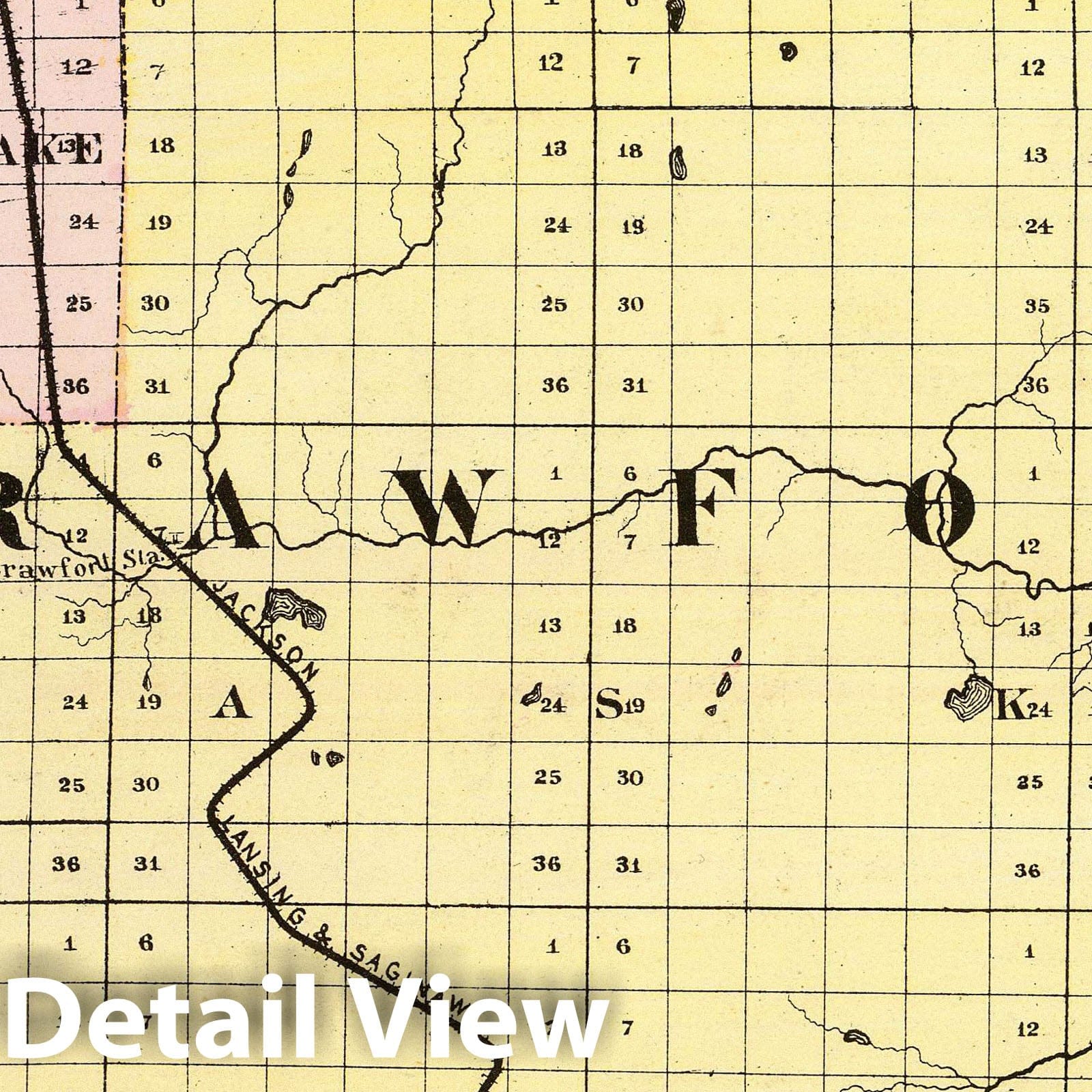 Crawford County, Michigan - Railroad Map, 1873 - Historical Map Print