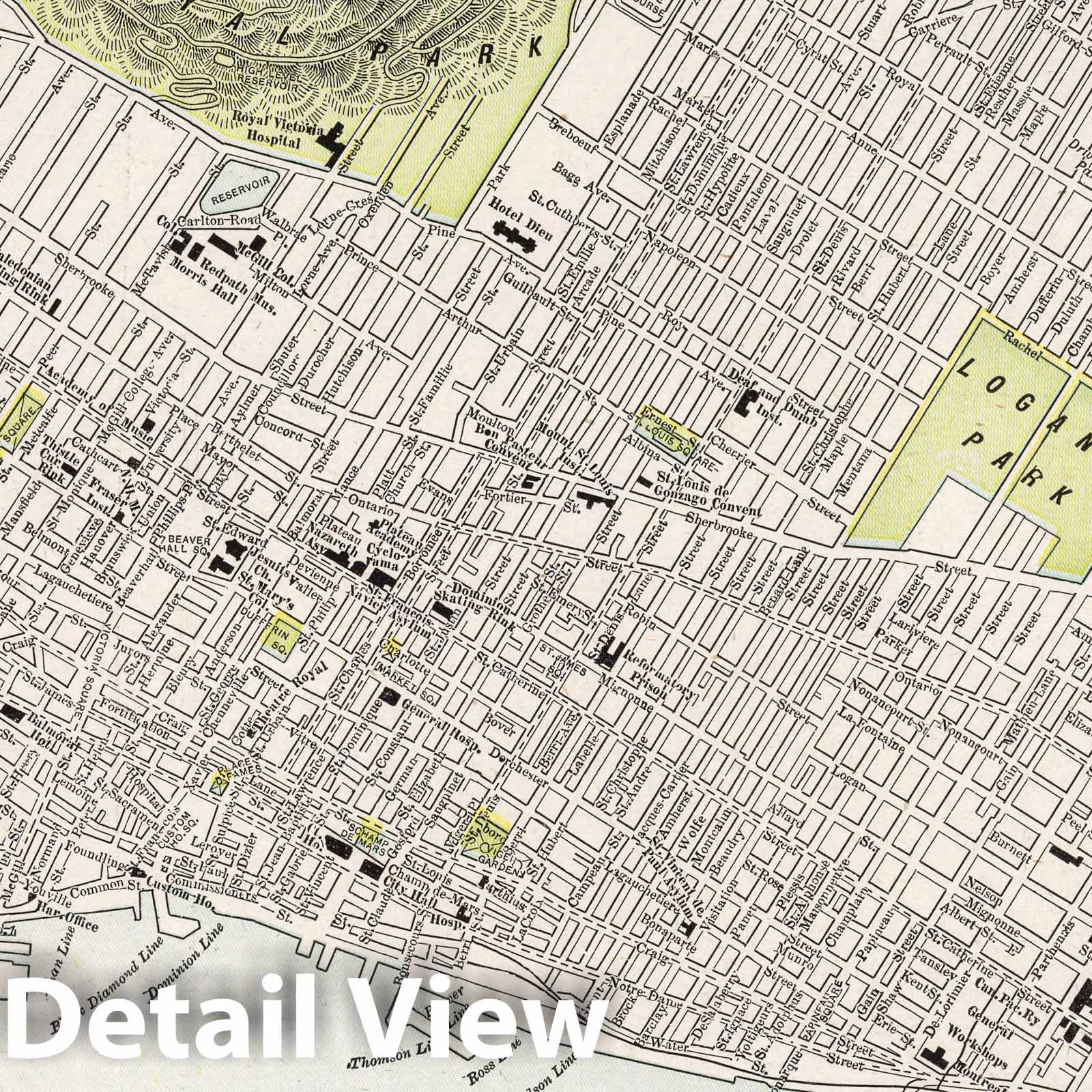 Montreal, Quebec - Railroad Map, 1901 - Cram's Atlas Historical Print