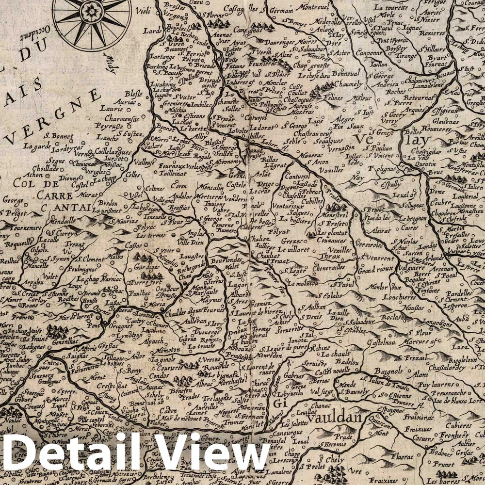 Historic Wall Map : Languedoc , France 1632 La Partie Septentriole du Languedoc. , Vintage Wall Art