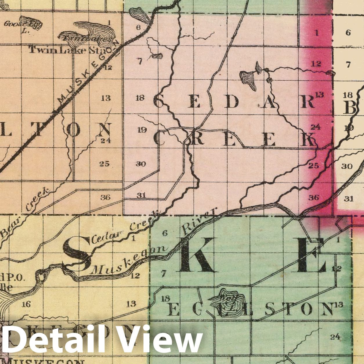 Muskegon County, Michigan - Railroad Map, 1873