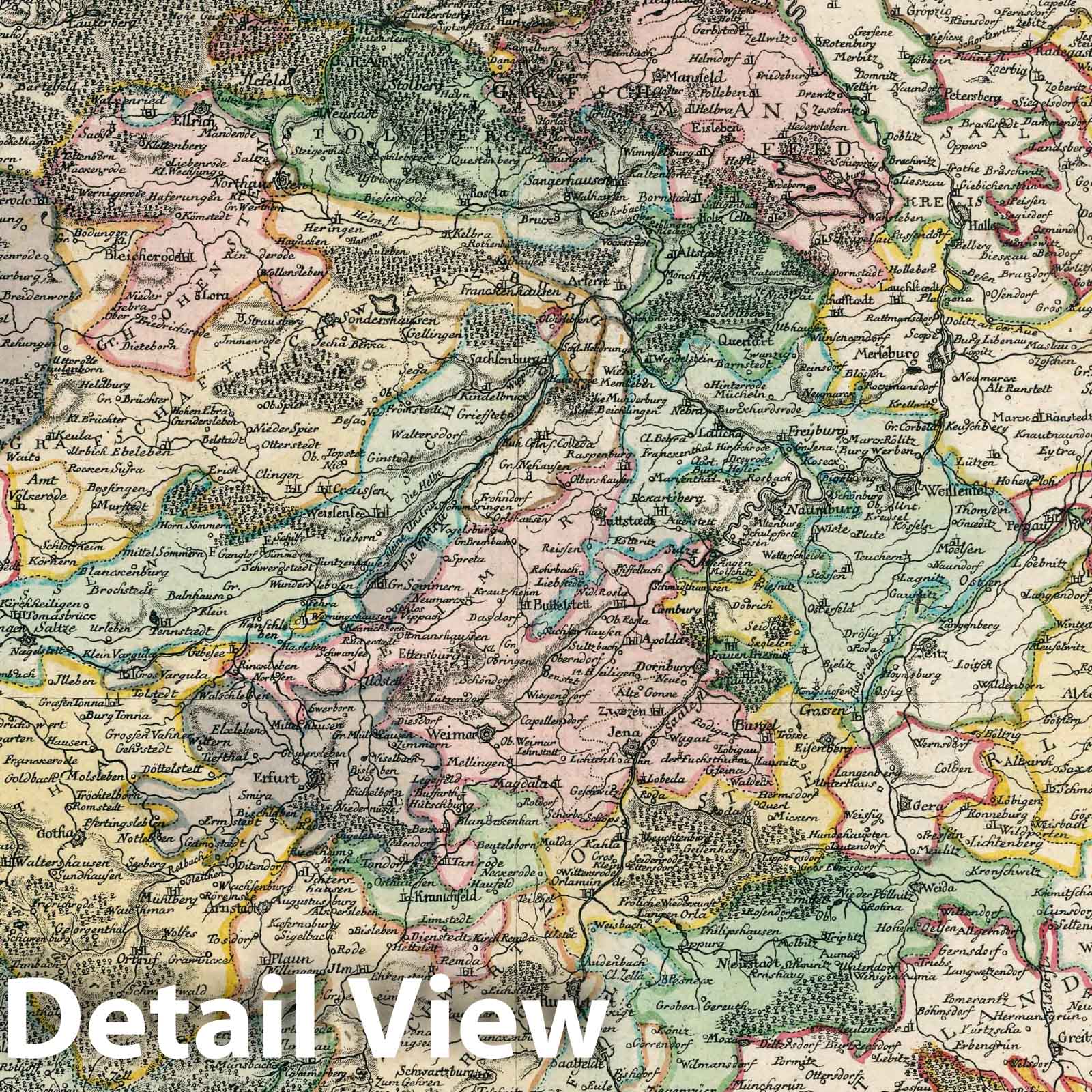 Landgraviate of Thuringia with Adjacent Regions - River Map, 1753