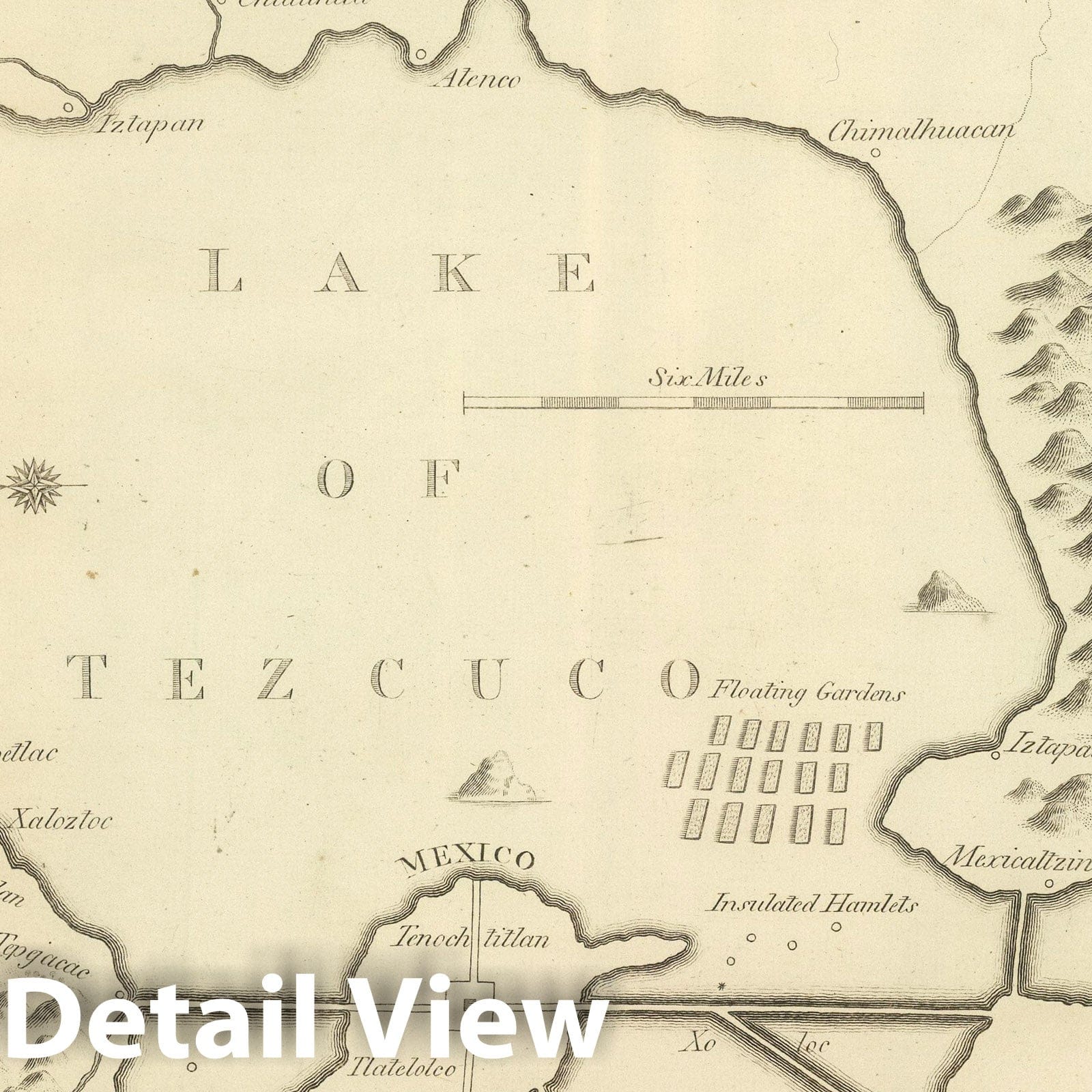 Lakes of Mexico - Geologic Map, 1824 - Historical Map Reproduction