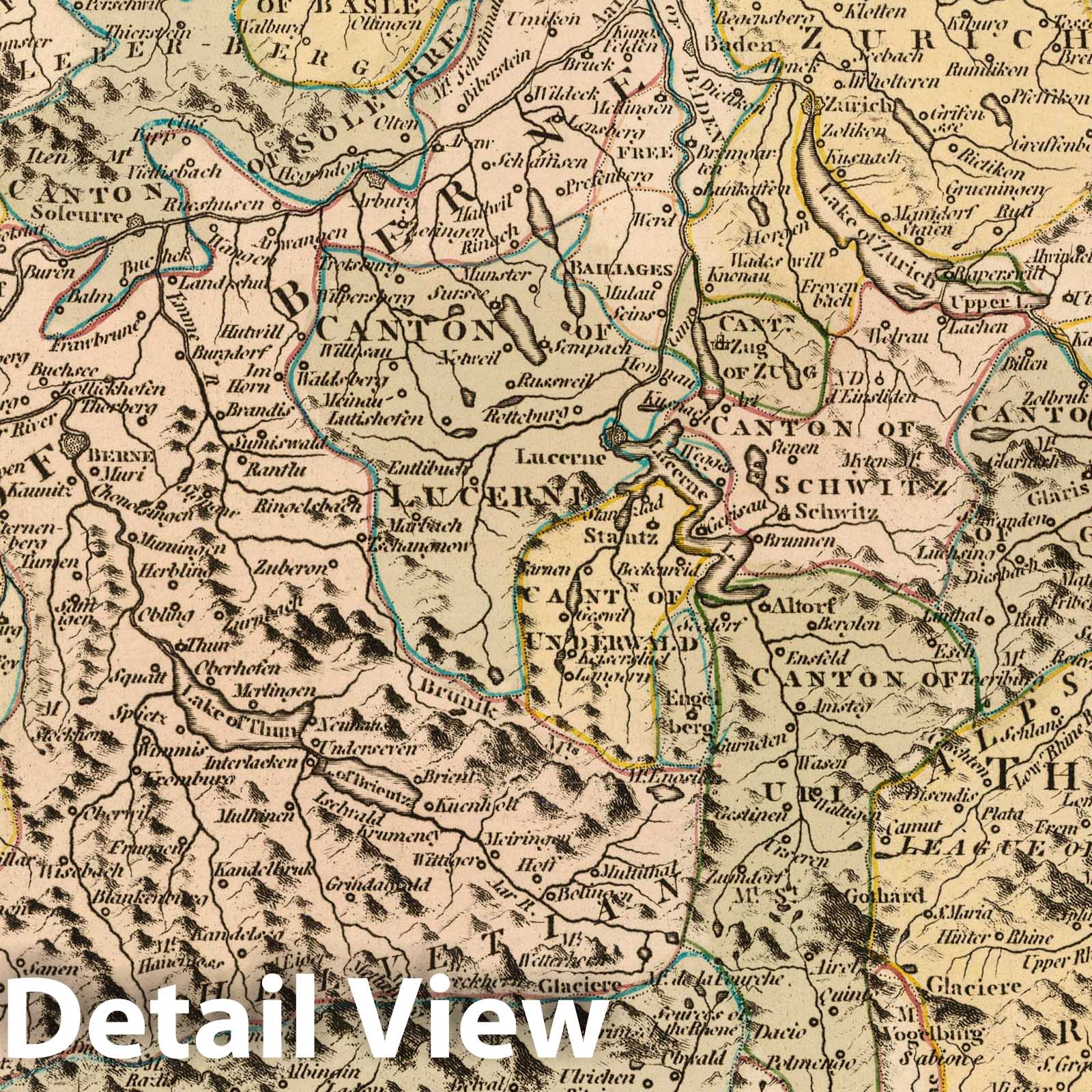 Switzerland with its Subjects and Allies, 1794 - Historical Map Print