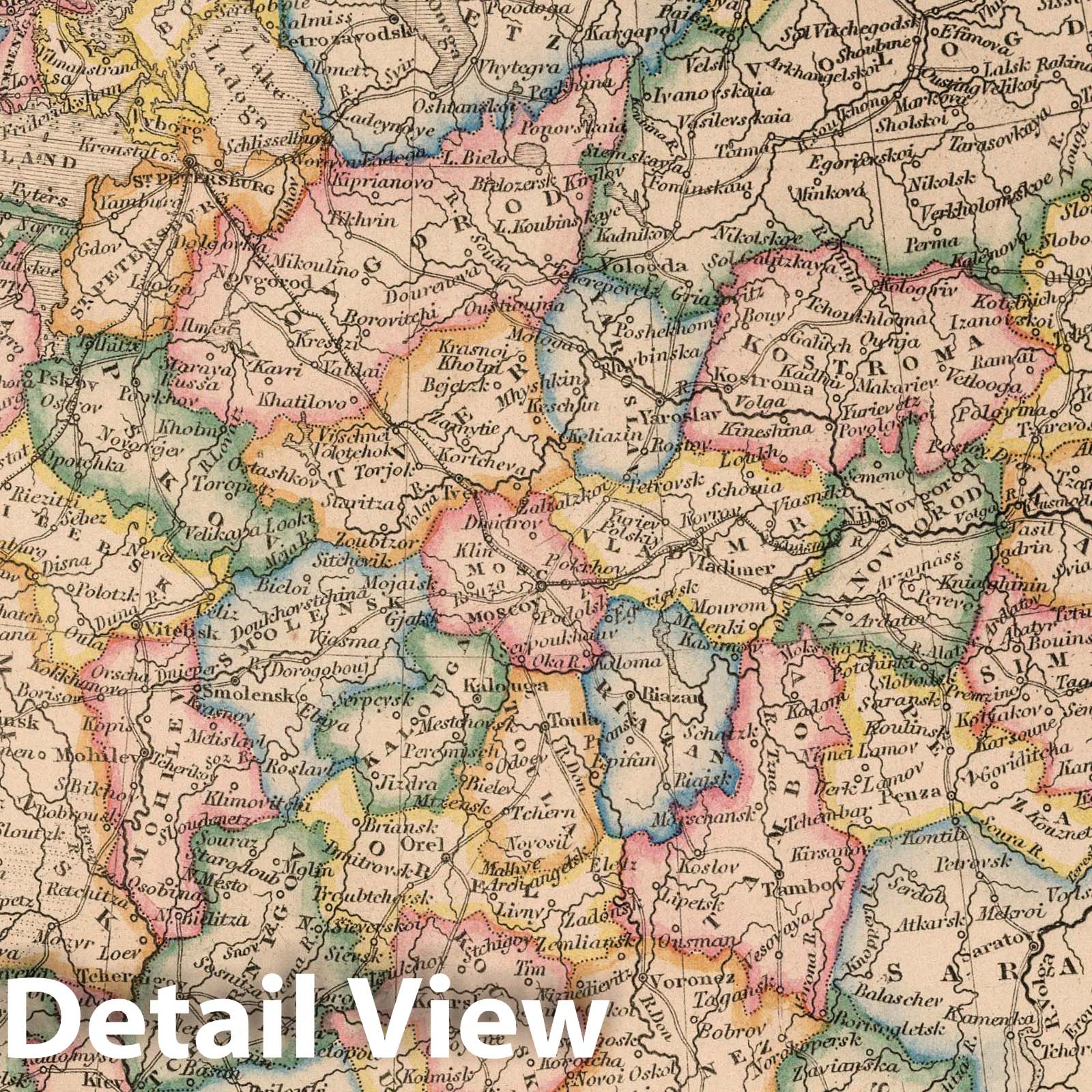 Russia in Europe and Poland - Railroad Map, 1864 - Historical Map Print