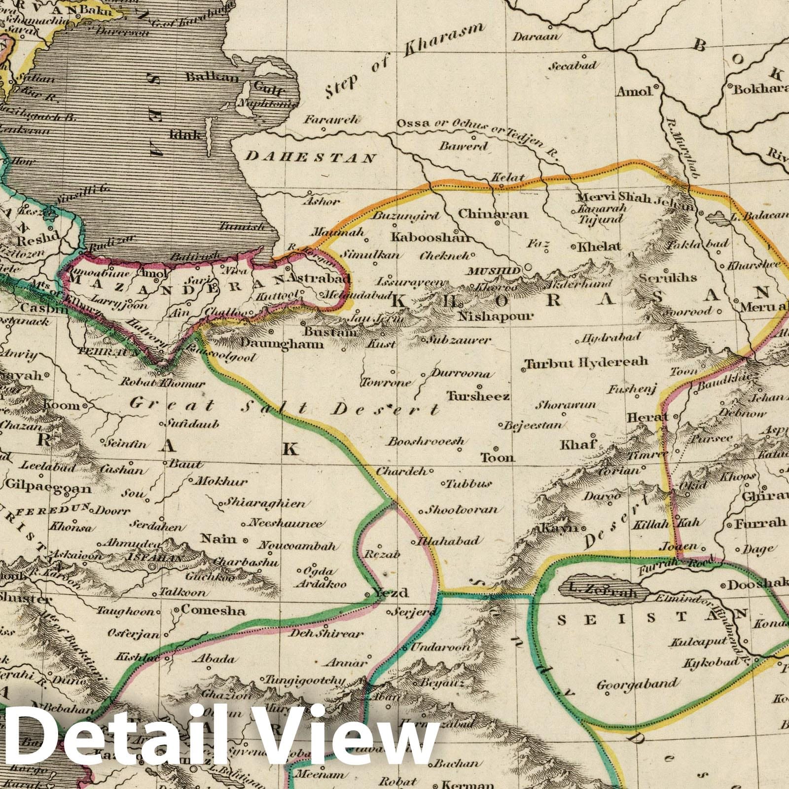 Persia - Boundary Map, 1824 - Historical Map Print