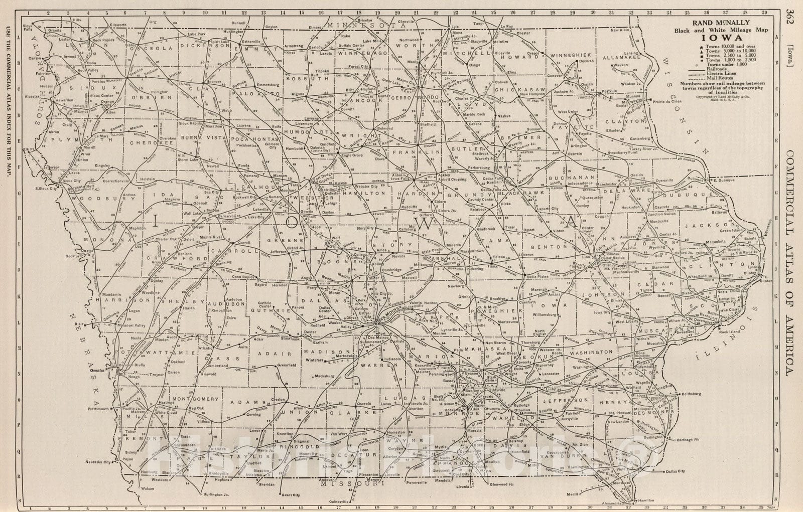 Historic Map : National Atlas - 1924 Iowa. - Vintage Wall Art
