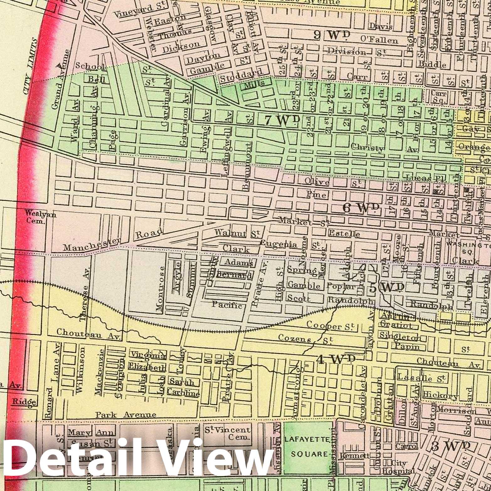 Saint Louis, Missouri - Railroad Map, 1890 - Historical Map Print